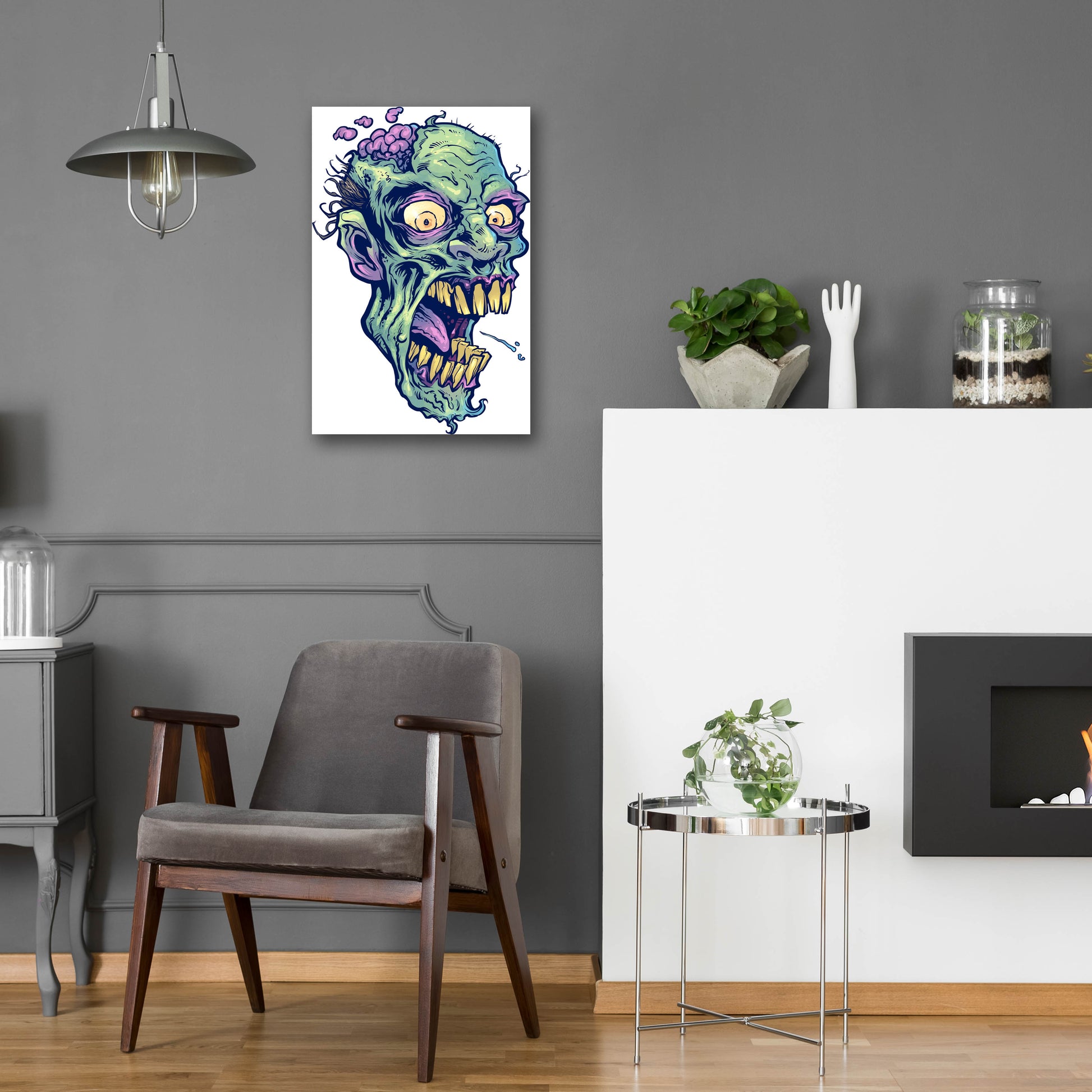 Epic Art 'Zombie Pattern Head 14' by Flyland Designs, Acrylic Glass Wall Art,16x24