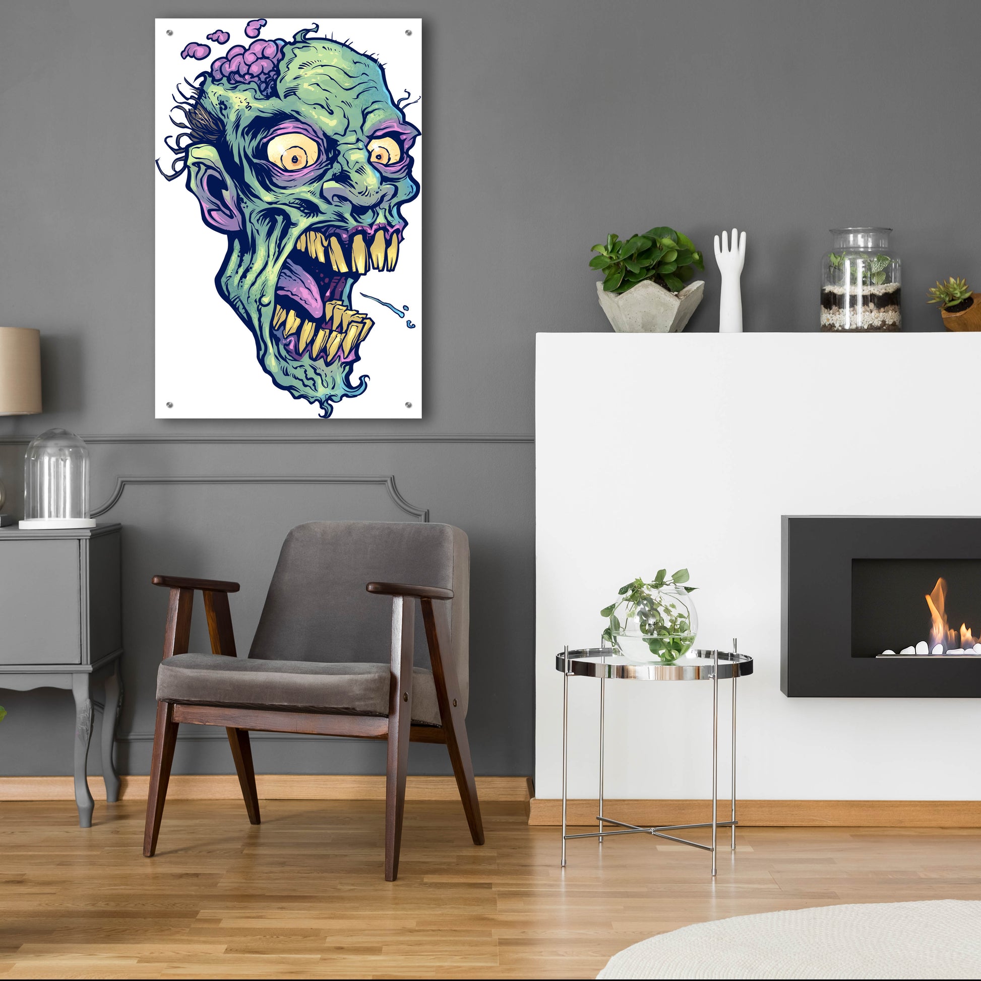 Epic Art 'Zombie Pattern Head 14' by Flyland Designs, Acrylic Glass Wall Art,24x36