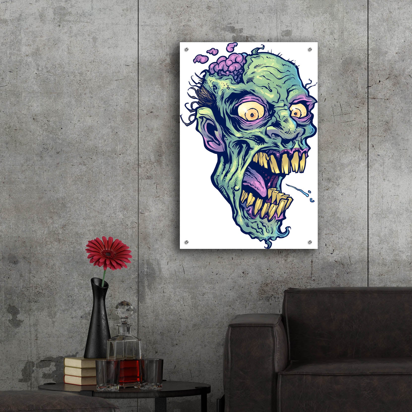 Epic Art 'Zombie Pattern Head 14' by Flyland Designs, Acrylic Glass Wall Art,24x36