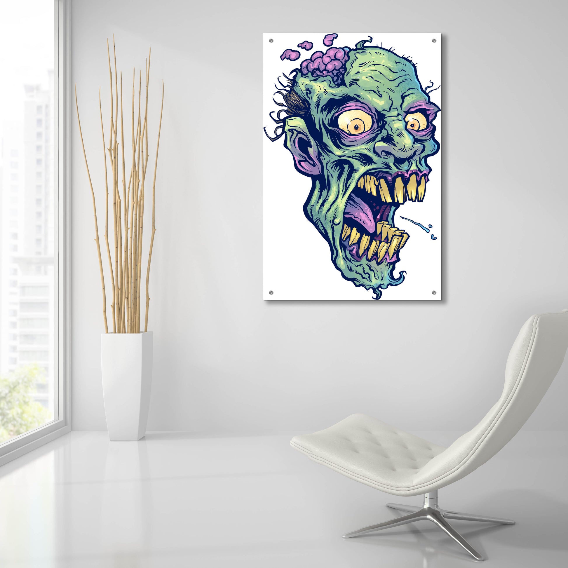 Epic Art 'Zombie Pattern Head 14' by Flyland Designs, Acrylic Glass Wall Art,24x36