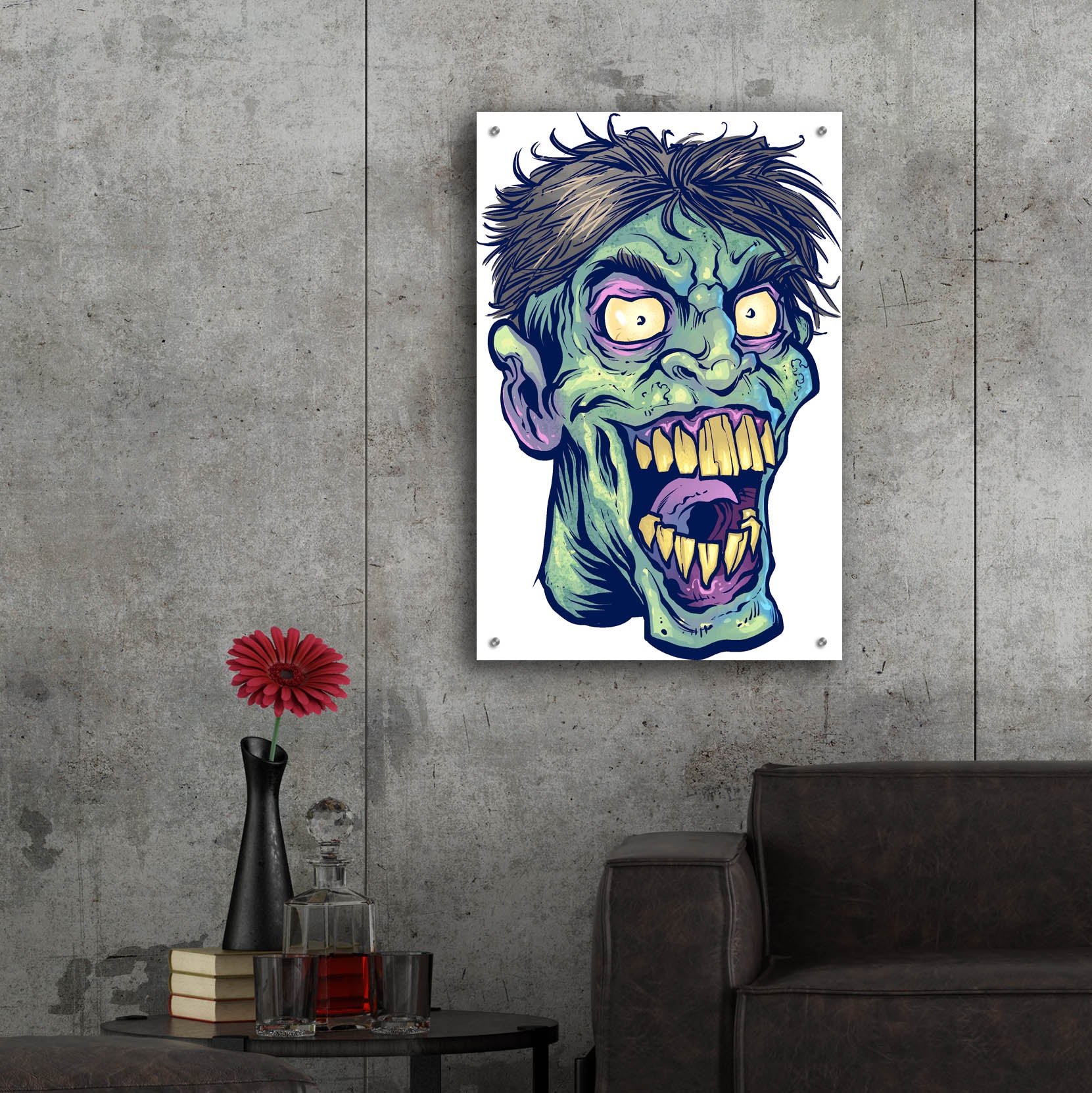 Epic Art 'Zombie Pattern Head 15' by Flyland Designs, Acrylic Glass Wall Art,24x36