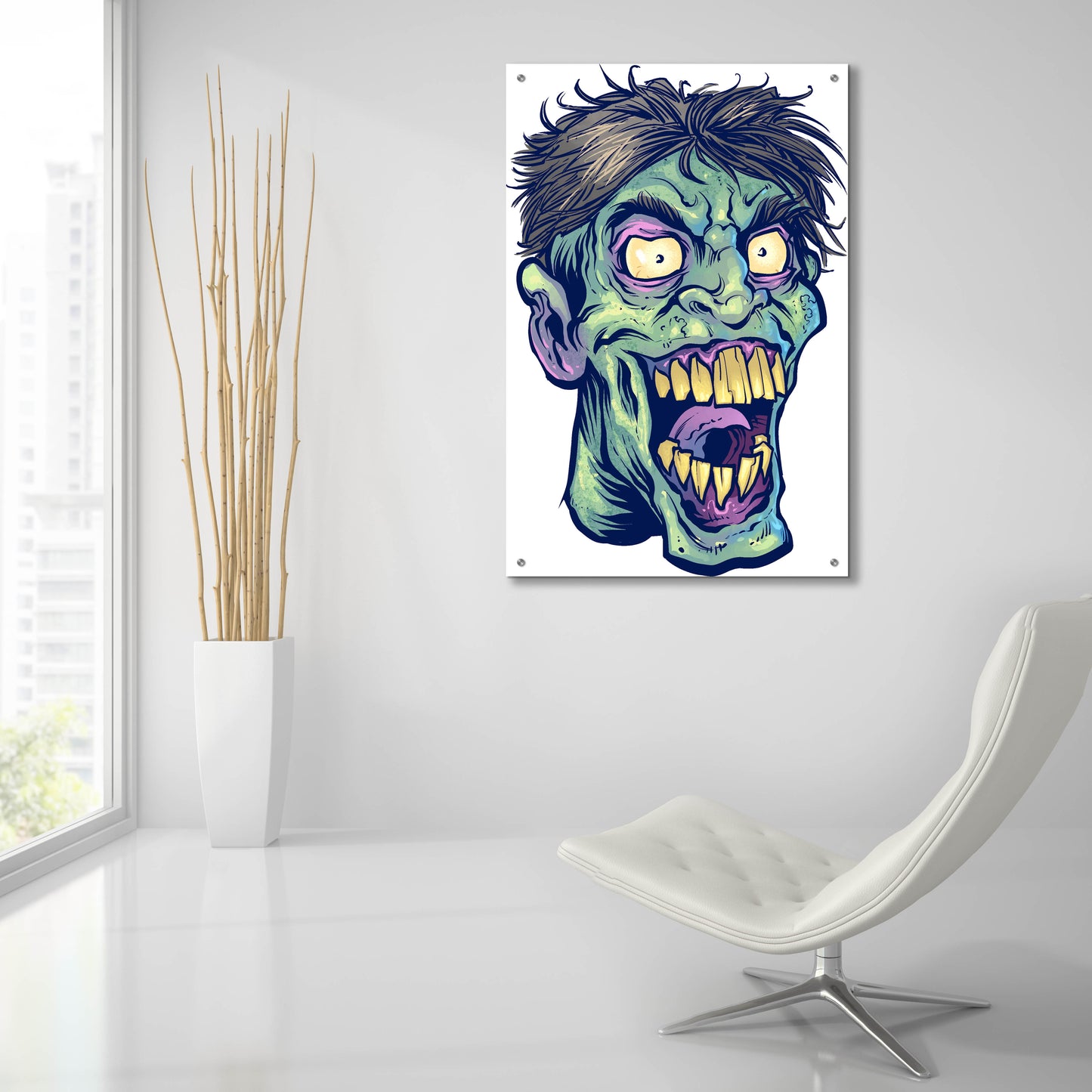 Epic Art 'Zombie Pattern Head 15' by Flyland Designs, Acrylic Glass Wall Art,24x36