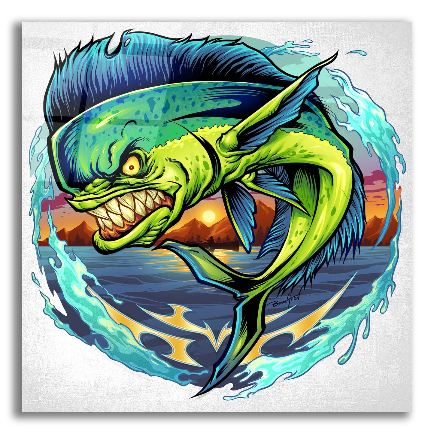 Epic Art 'Angry Mahi-Mahi' by Flyland Designs, Acrylic Glass Wall Art,12x12