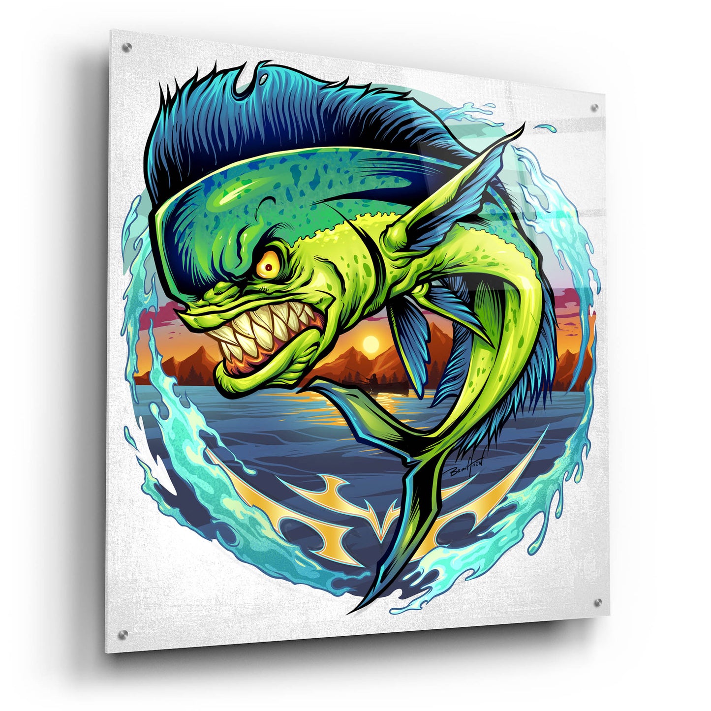 Epic Art 'Angry Mahi-Mahi' by Flyland Designs, Acrylic Glass Wall Art,36x36