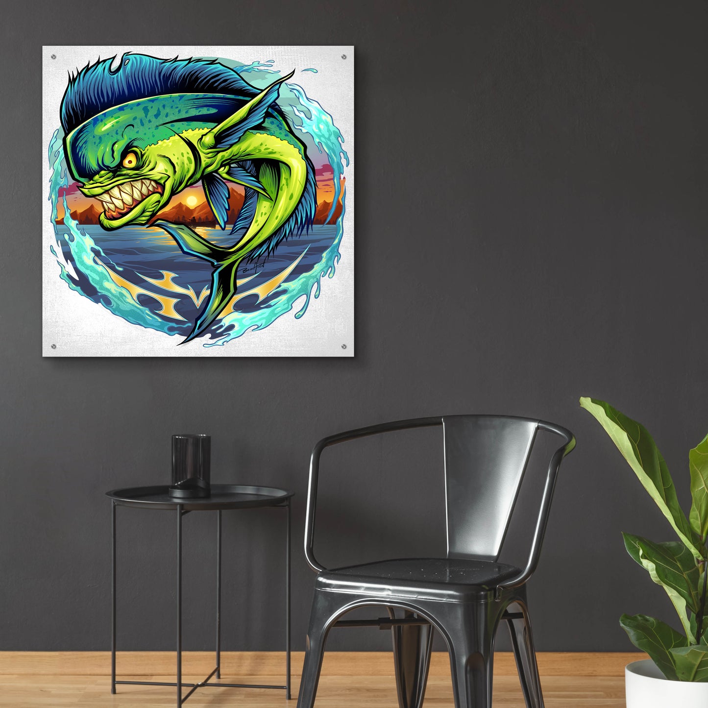 Epic Art 'Angry Mahi-Mahi' by Flyland Designs, Acrylic Glass Wall Art,36x36