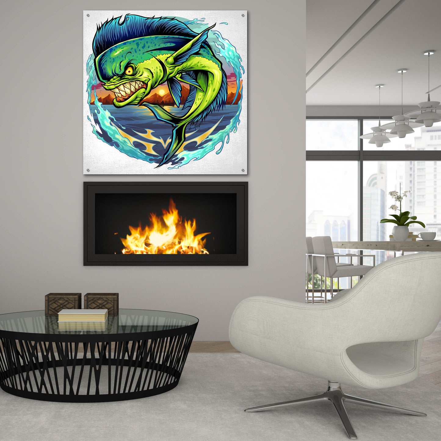 Epic Art 'Angry Mahi-Mahi' by Flyland Designs, Acrylic Glass Wall Art,36x36