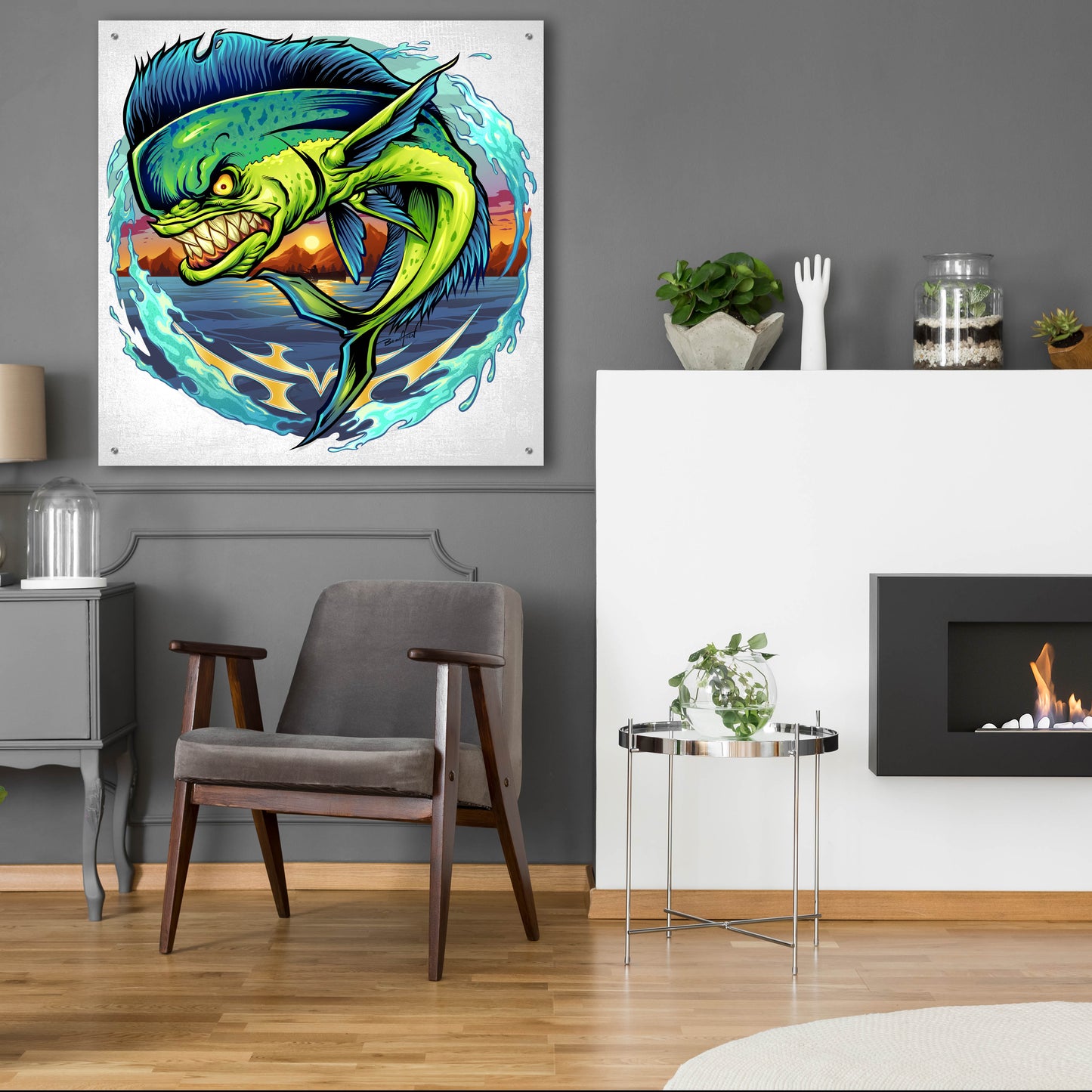 Epic Art 'Angry Mahi-Mahi' by Flyland Designs, Acrylic Glass Wall Art,36x36