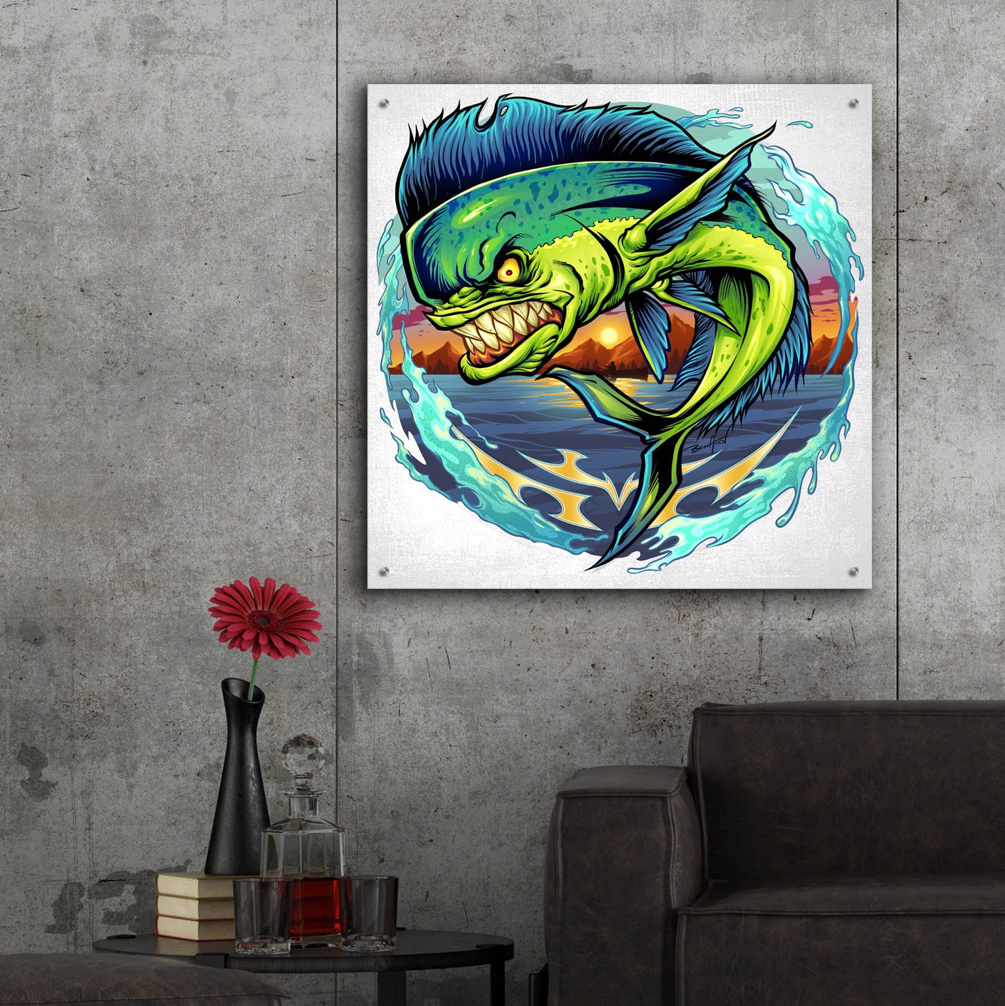 Epic Art 'Angry Mahi-Mahi' by Flyland Designs, Acrylic Glass Wall Art,36x36