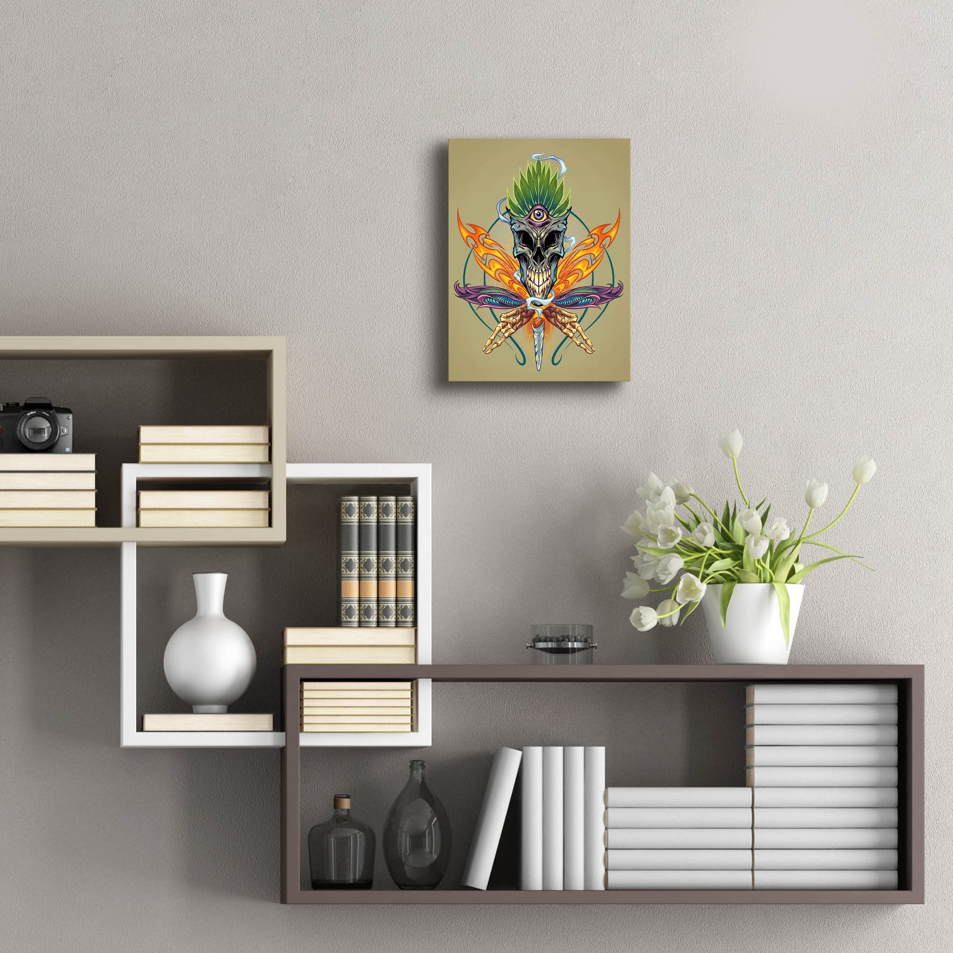 Epic Art 'Cannabis Skull Illustration' by Flyland Designs, Acrylic Glass Wall Art,12x16