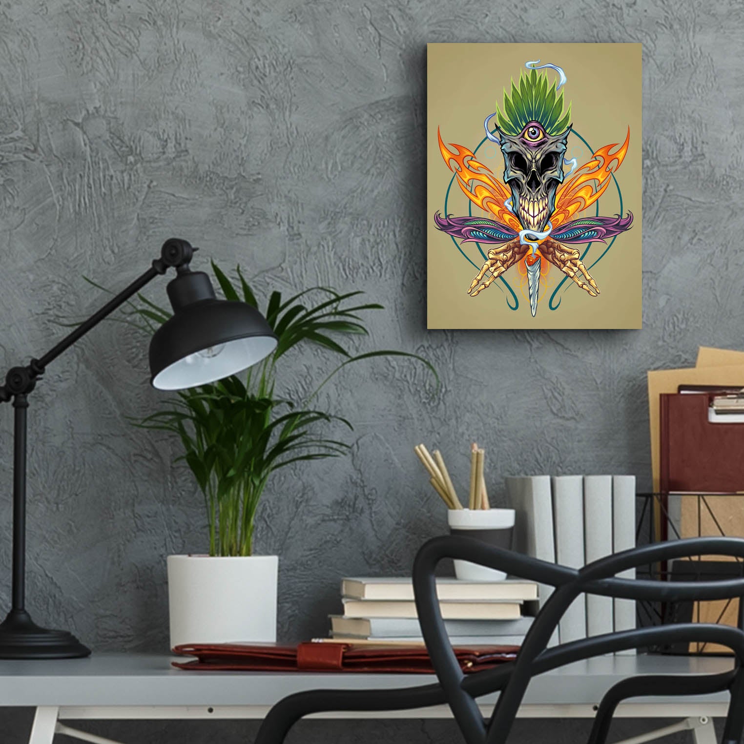 Epic Art 'Cannabis Skull Illustration' by Flyland Designs, Acrylic Glass Wall Art,12x16