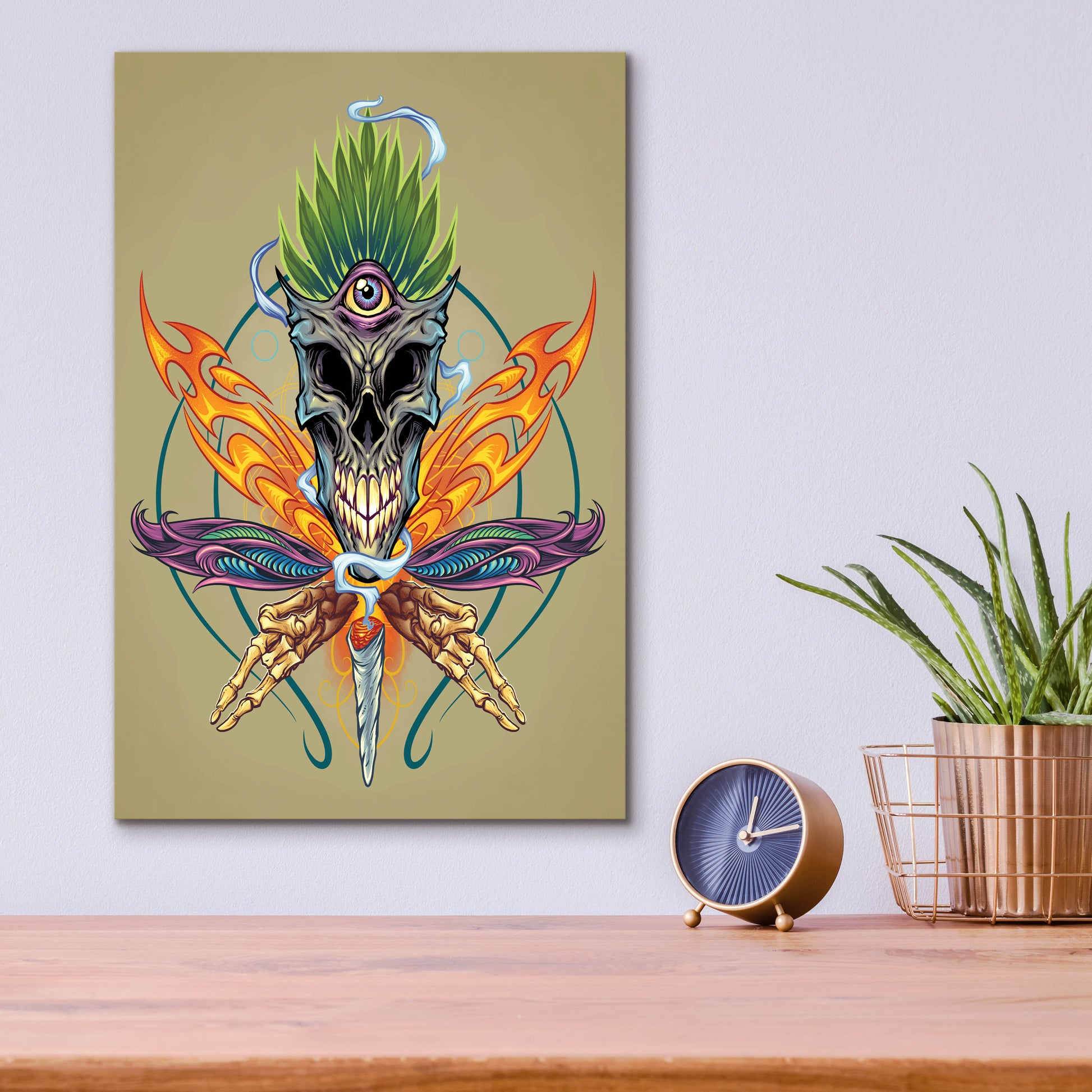 Epic Art 'Cannabis Skull Illustration' by Flyland Designs, Acrylic Glass Wall Art,12x16