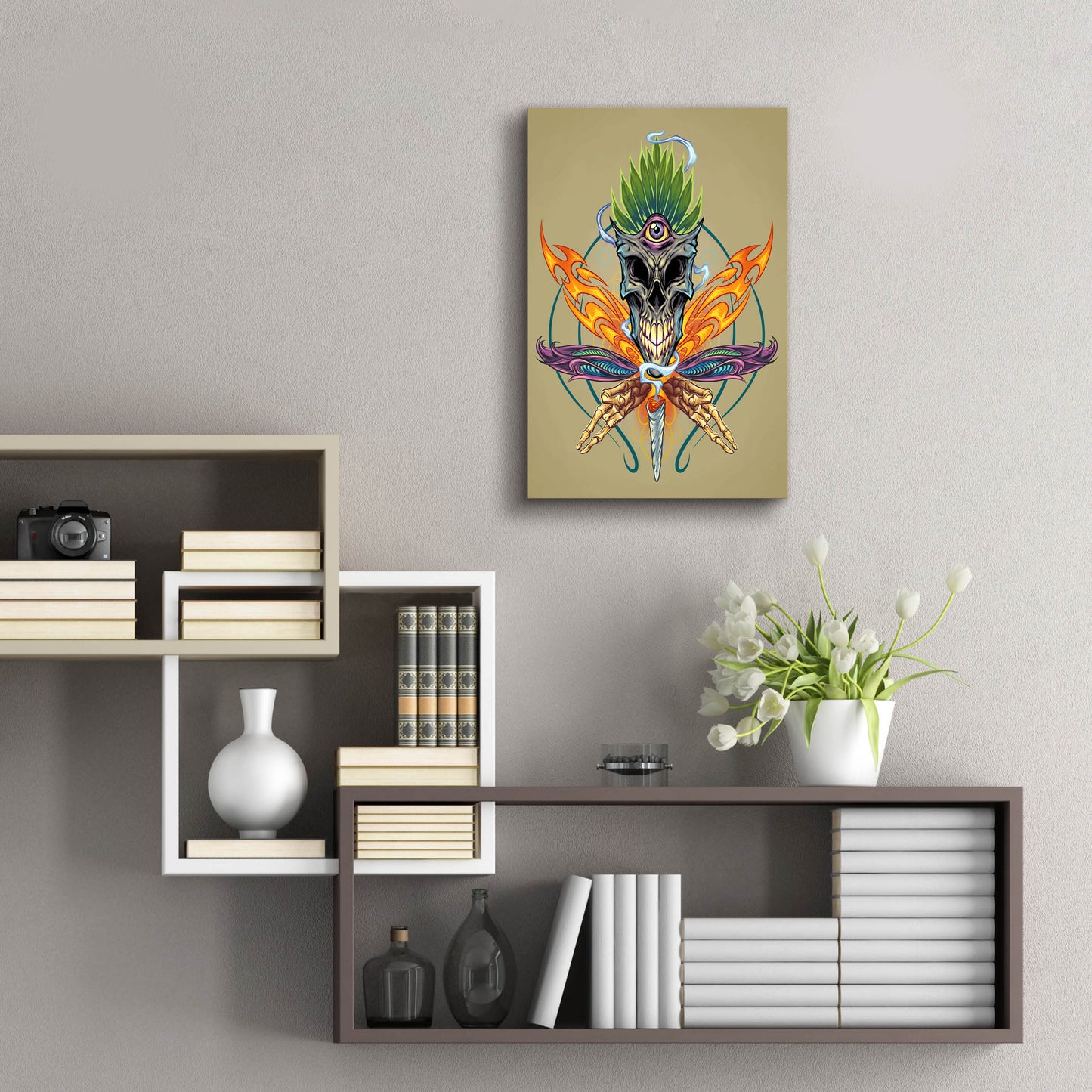 Epic Art 'Cannabis Skull Illustration' by Flyland Designs, Acrylic Glass Wall Art,16x24