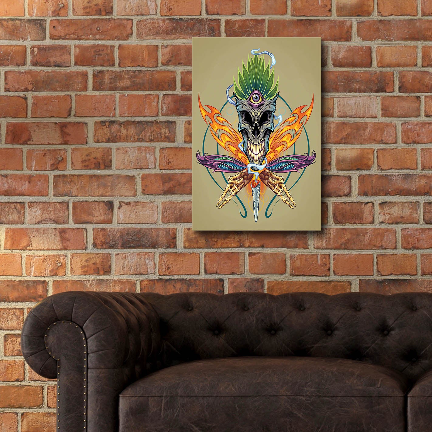 Epic Art 'Cannabis Skull Illustration' by Flyland Designs, Acrylic Glass Wall Art,16x24