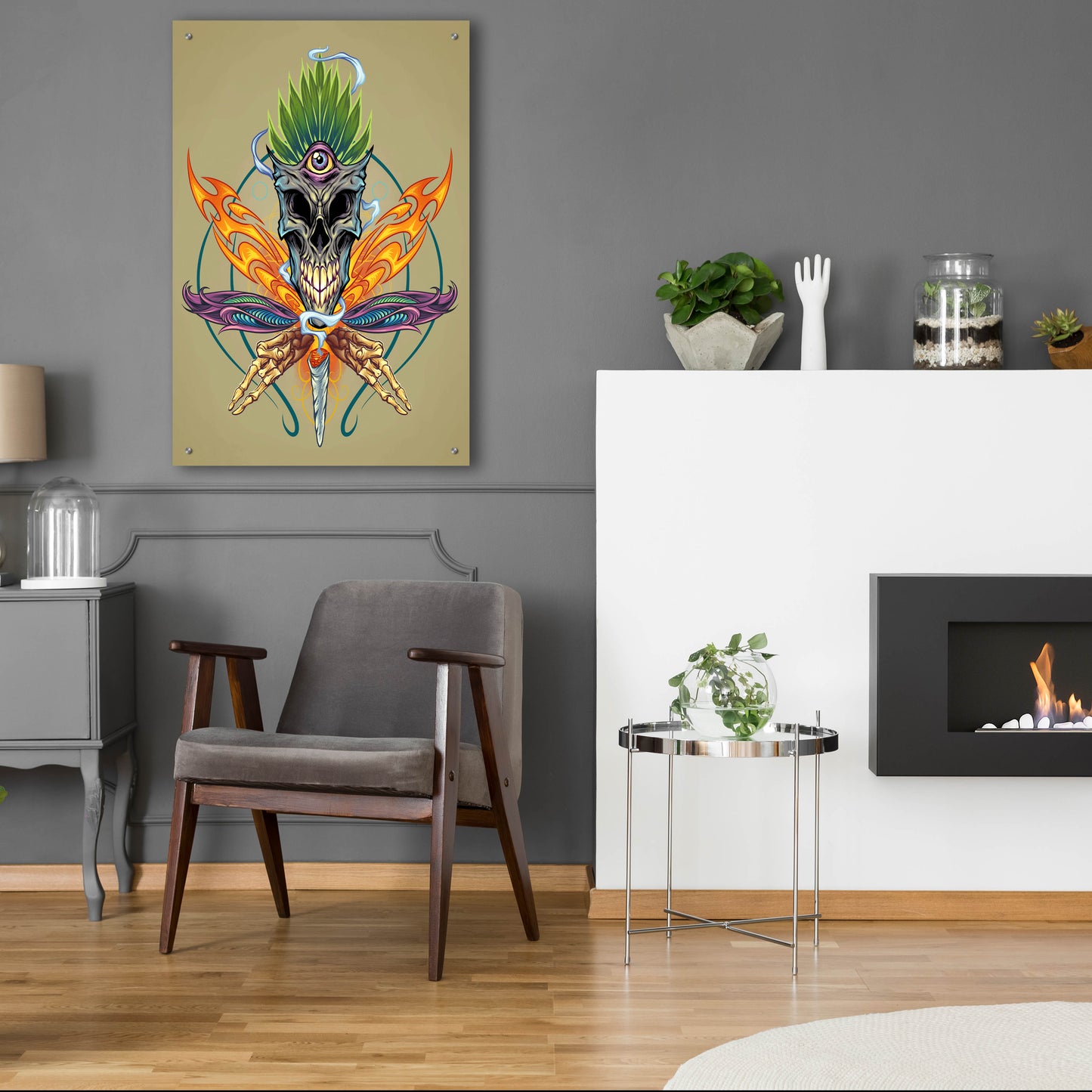 Epic Art 'Cannabis Skull Illustration' by Flyland Designs, Acrylic Glass Wall Art,24x36