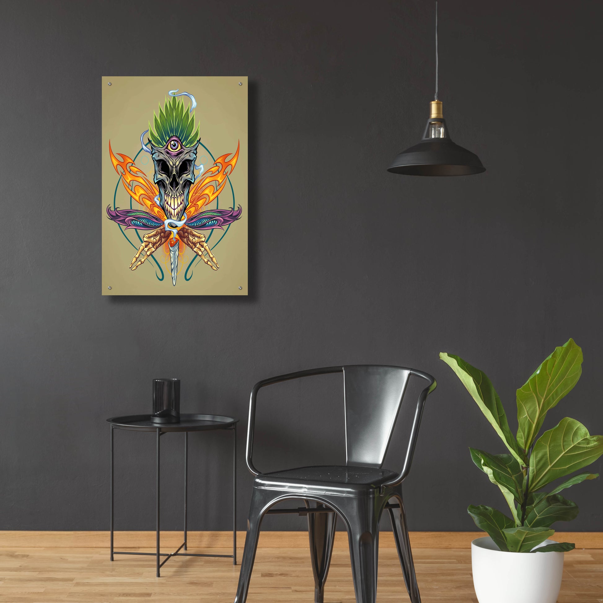 Epic Art 'Cannabis Skull Illustration' by Flyland Designs, Acrylic Glass Wall Art,24x36