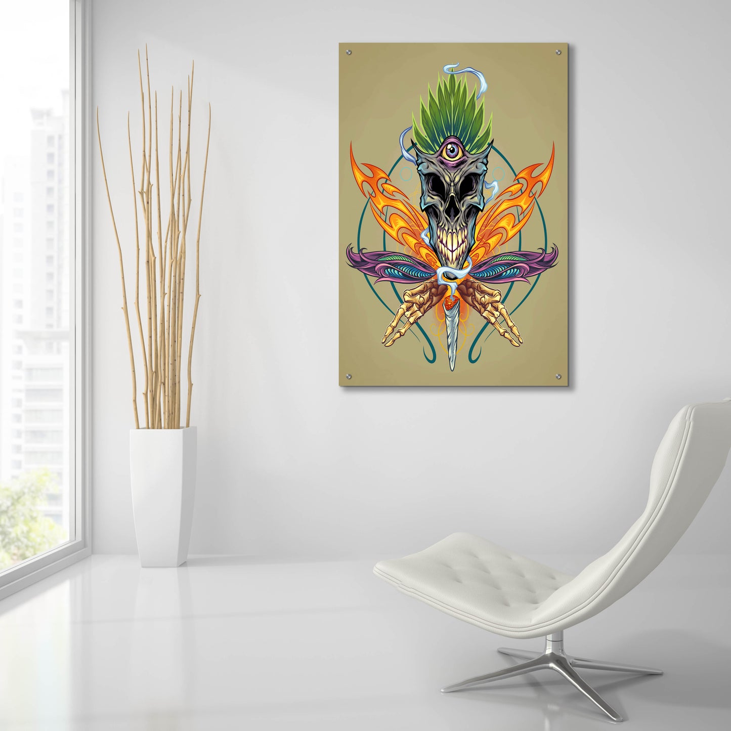 Epic Art 'Cannabis Skull Illustration' by Flyland Designs, Acrylic Glass Wall Art,24x36