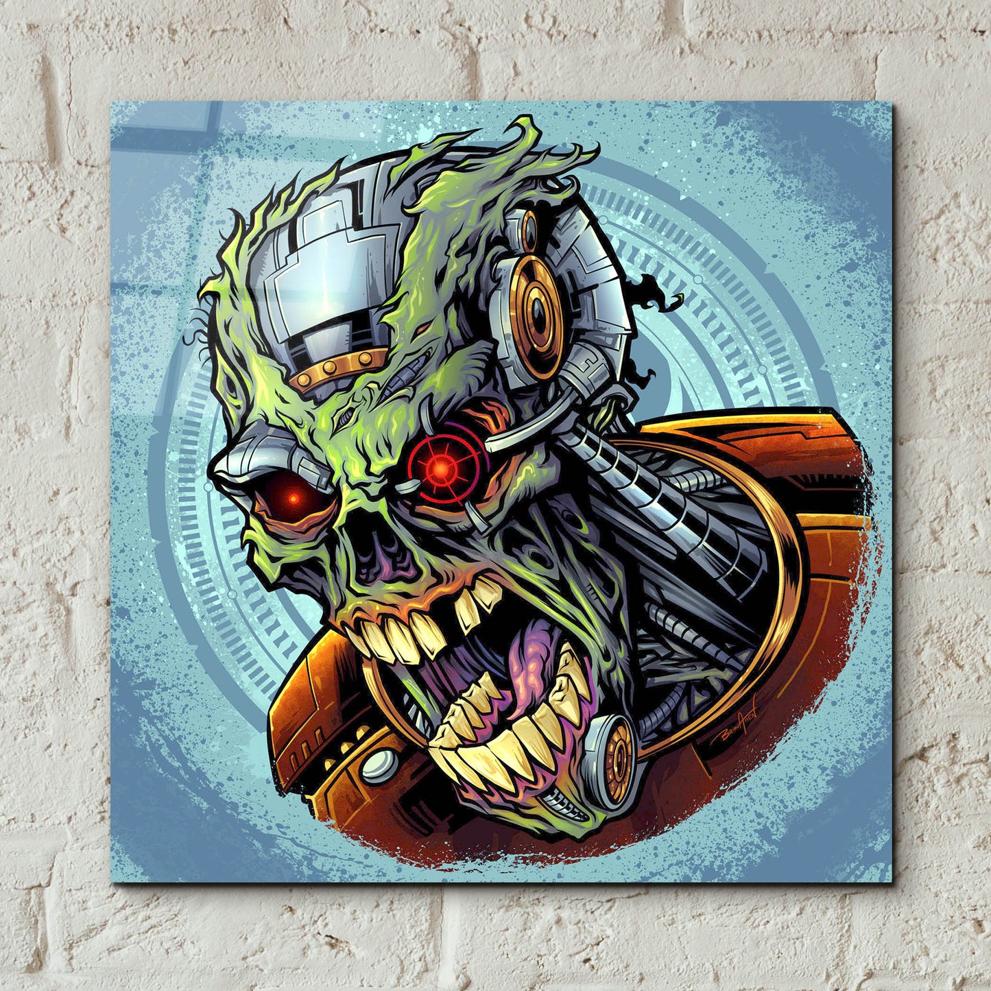 Epic Art 'Cyborg Zombie' by Flyland Designs, Acrylic Glass Wall Art,12x12