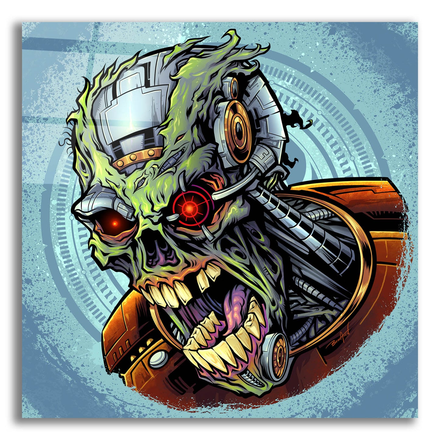 Epic Art 'Cyborg Zombie' by Flyland Designs, Acrylic Glass Wall Art,12x12