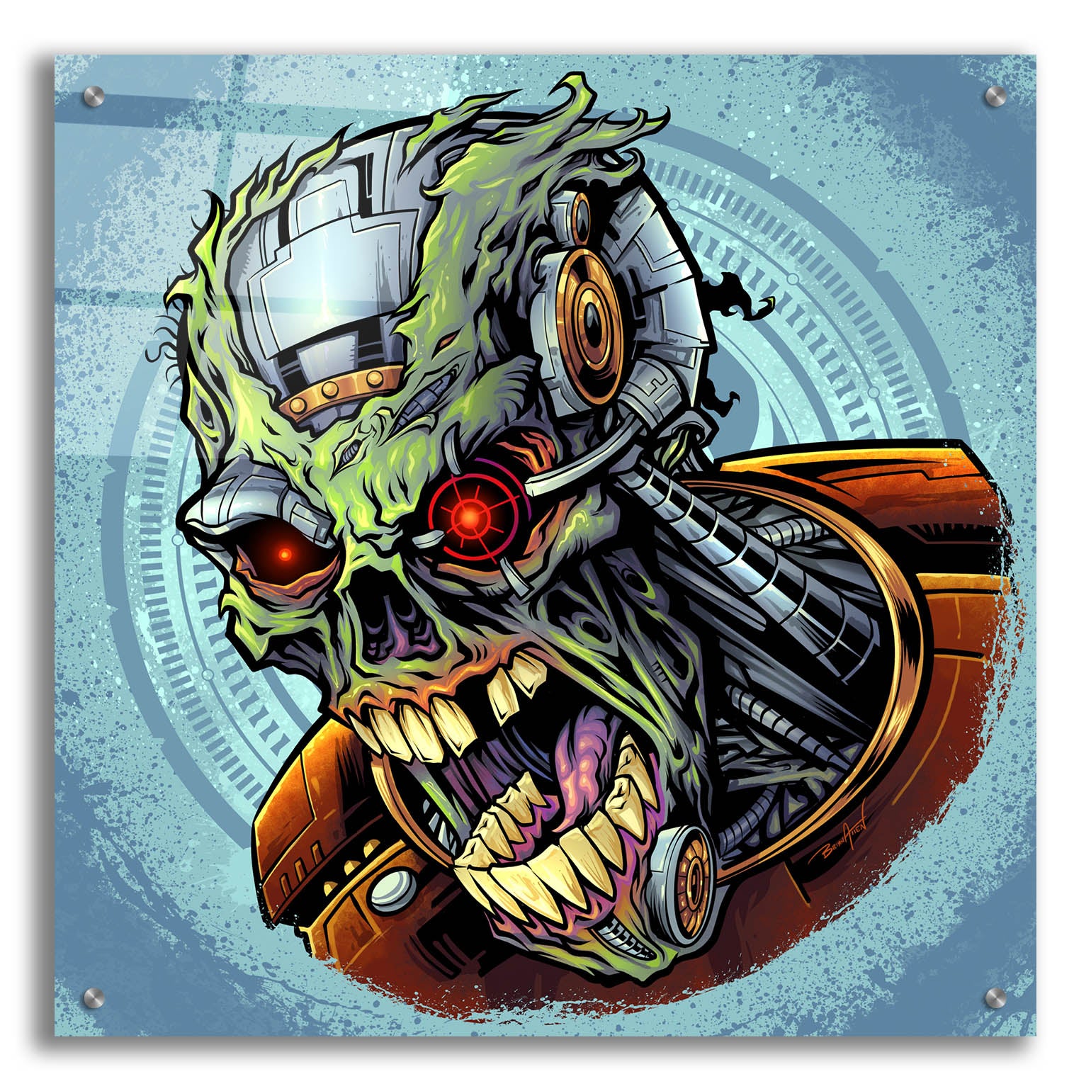 Epic Art 'Cyborg Zombie' by Flyland Designs, Acrylic Glass Wall Art,24x24