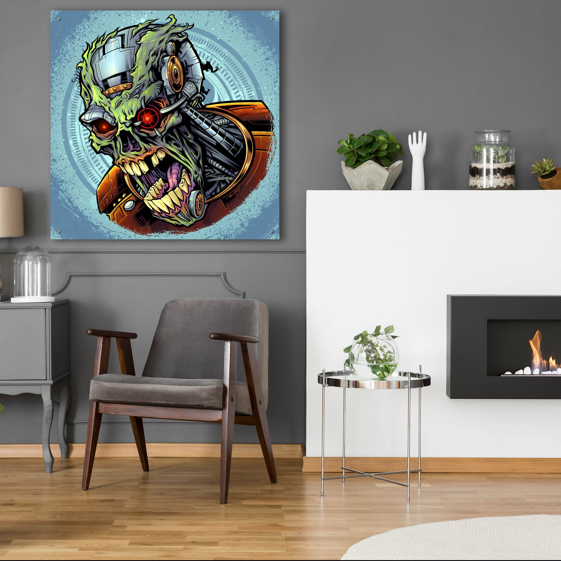 Epic Art 'Cyborg Zombie' by Flyland Designs, Acrylic Glass Wall Art,36x36