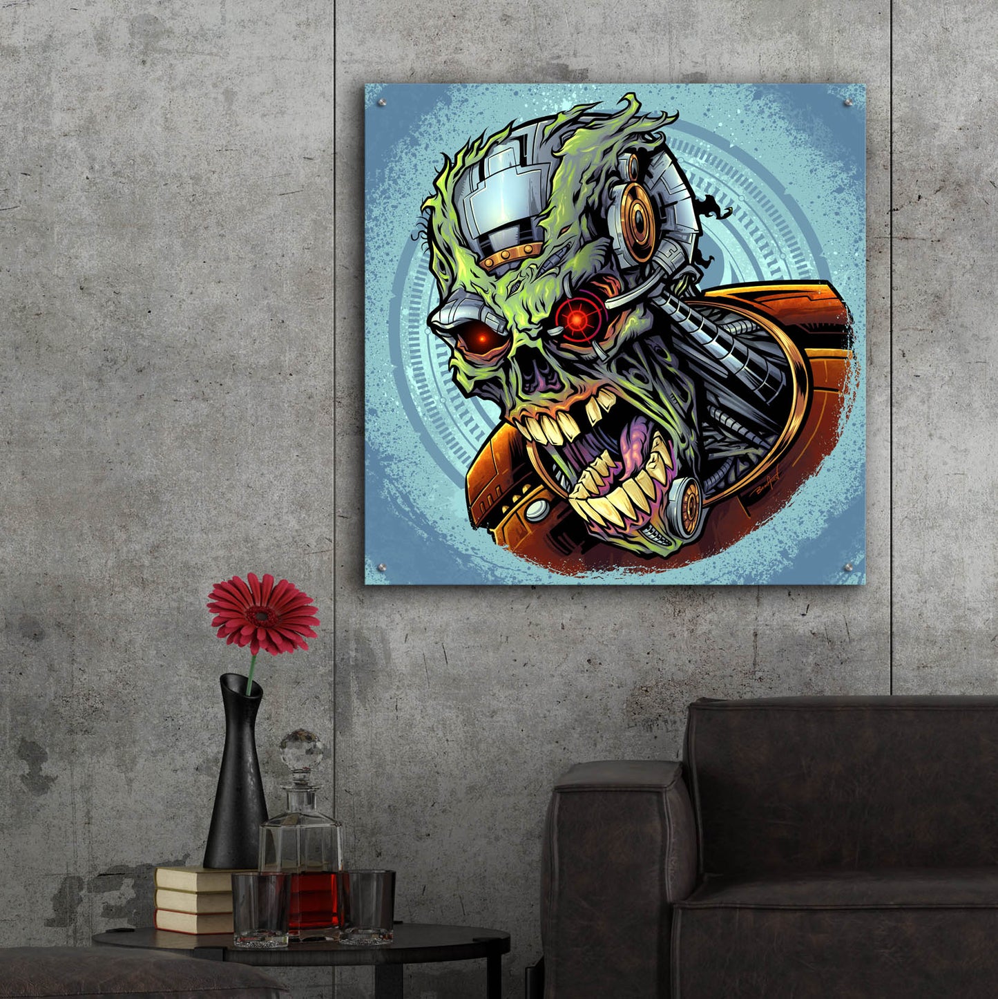 Epic Art 'Cyborg Zombie' by Flyland Designs, Acrylic Glass Wall Art,36x36