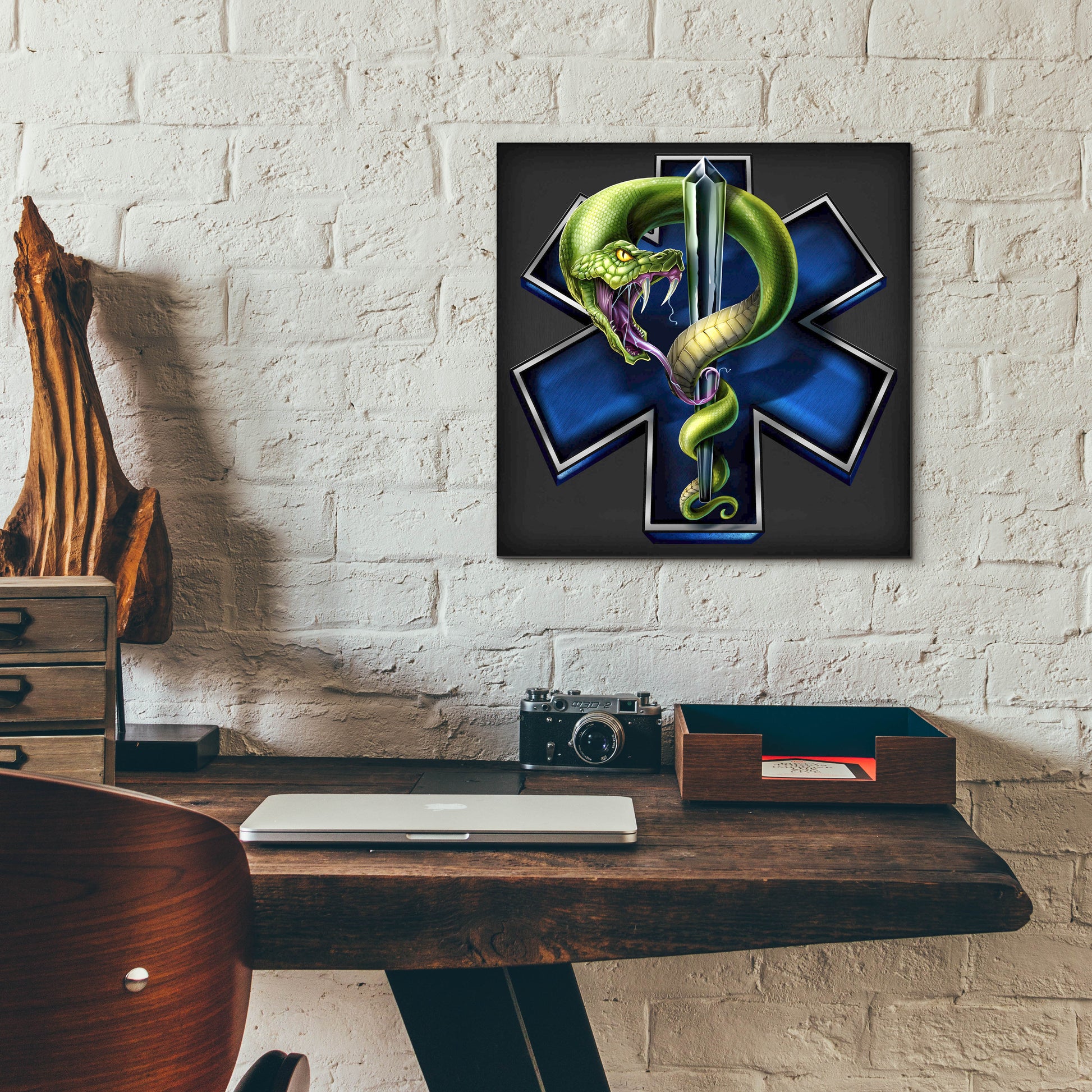 Epic Art 'EMS Star of Life With Snake' by Flyland Designs, Acrylic Glass Wall Art,12x12