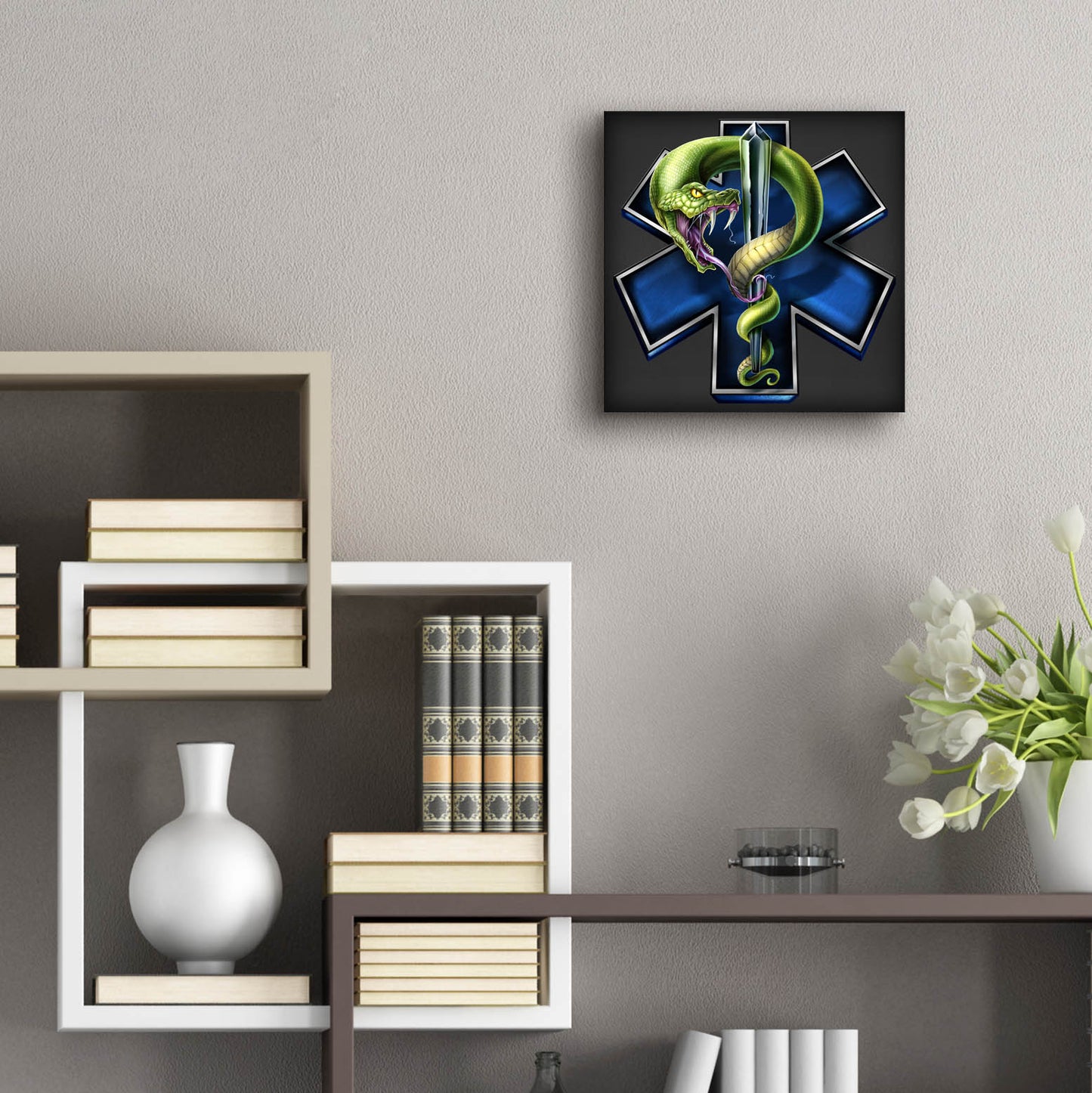 Epic Art 'EMS Star of Life With Snake' by Flyland Designs, Acrylic Glass Wall Art,12x12