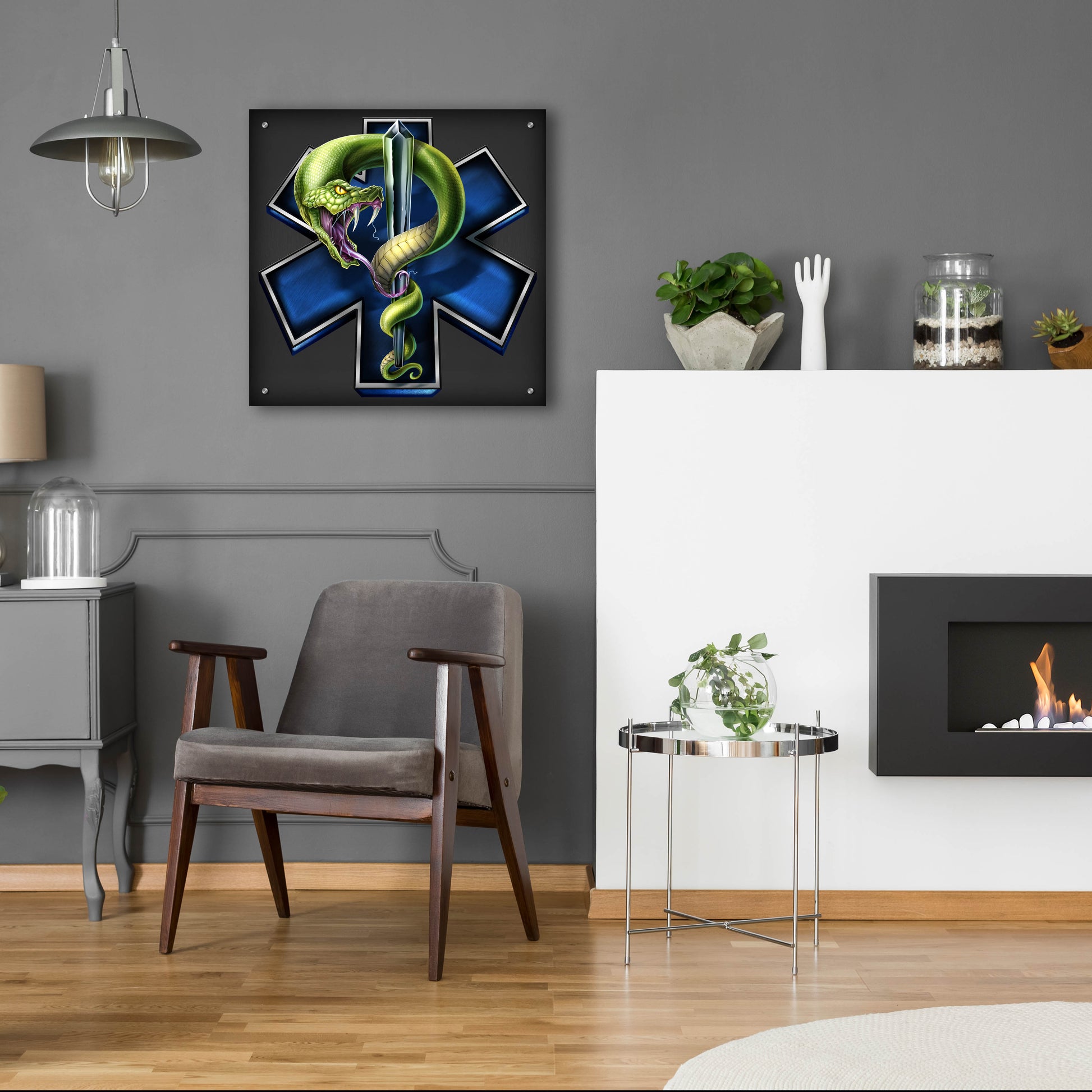 Epic Art 'EMS Star of Life With Snake' by Flyland Designs, Acrylic Glass Wall Art,24x24