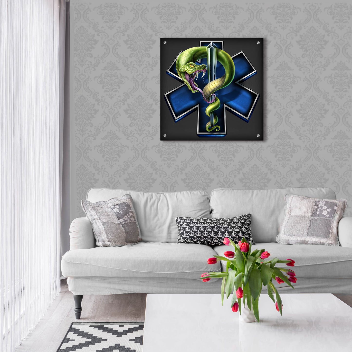 Epic Art 'EMS Star of Life With Snake' by Flyland Designs, Acrylic Glass Wall Art,24x24