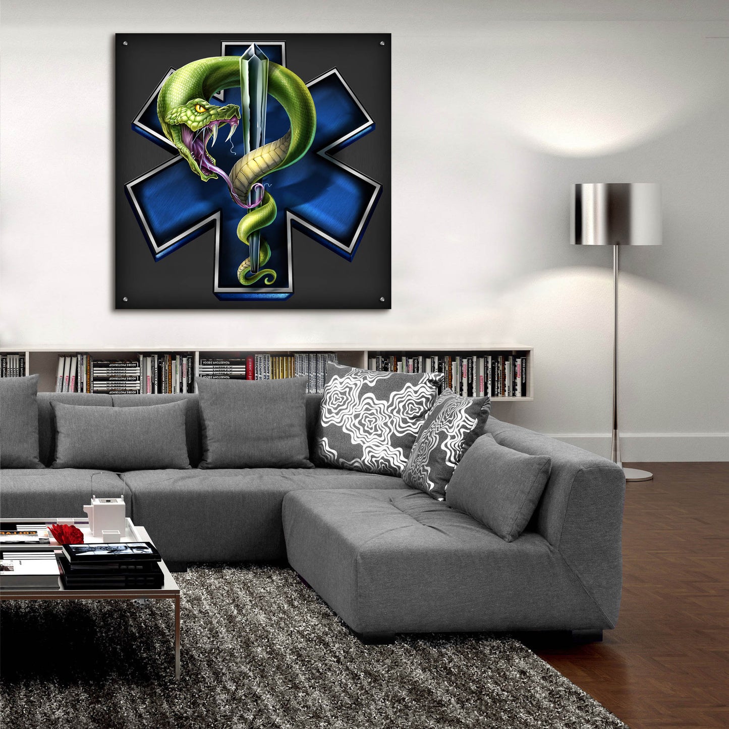 Epic Art 'EMS Star of Life With Snake' by Flyland Designs, Acrylic Glass Wall Art,36x36