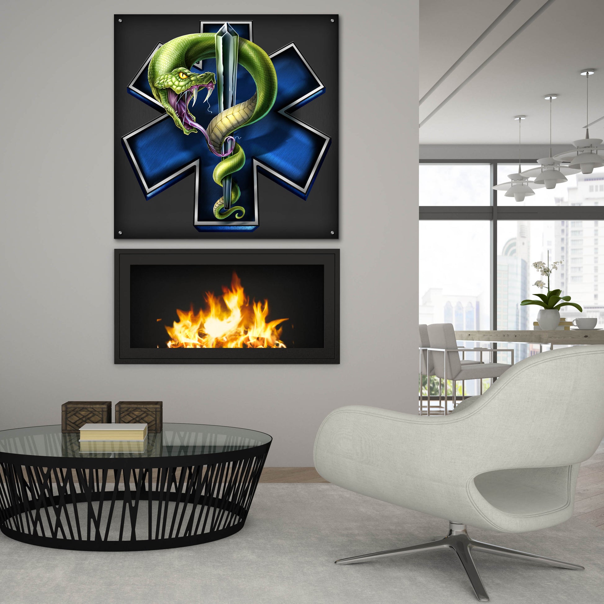 Epic Art 'EMS Star of Life With Snake' by Flyland Designs, Acrylic Glass Wall Art,36x36