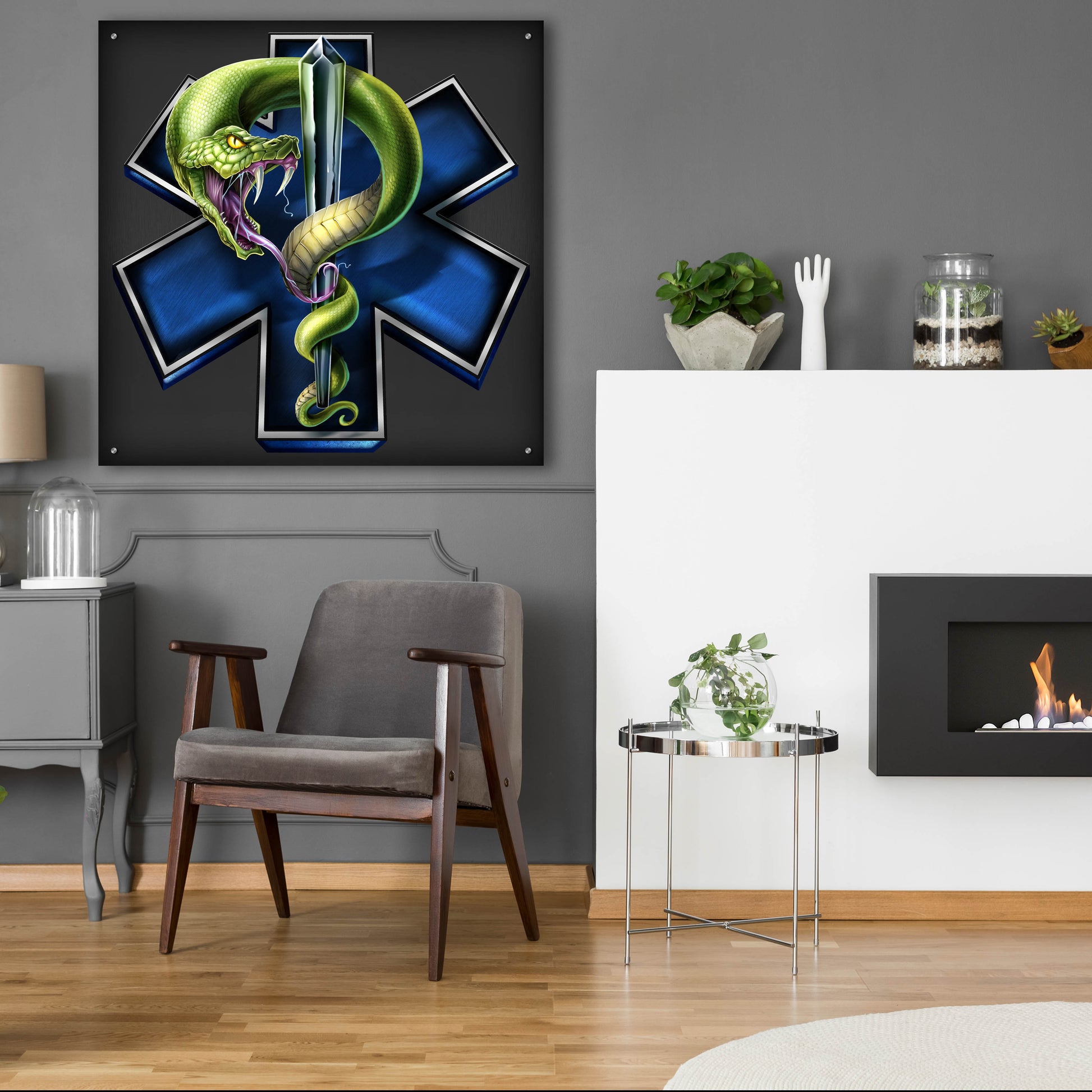 Epic Art 'EMS Star of Life With Snake' by Flyland Designs, Acrylic Glass Wall Art,36x36