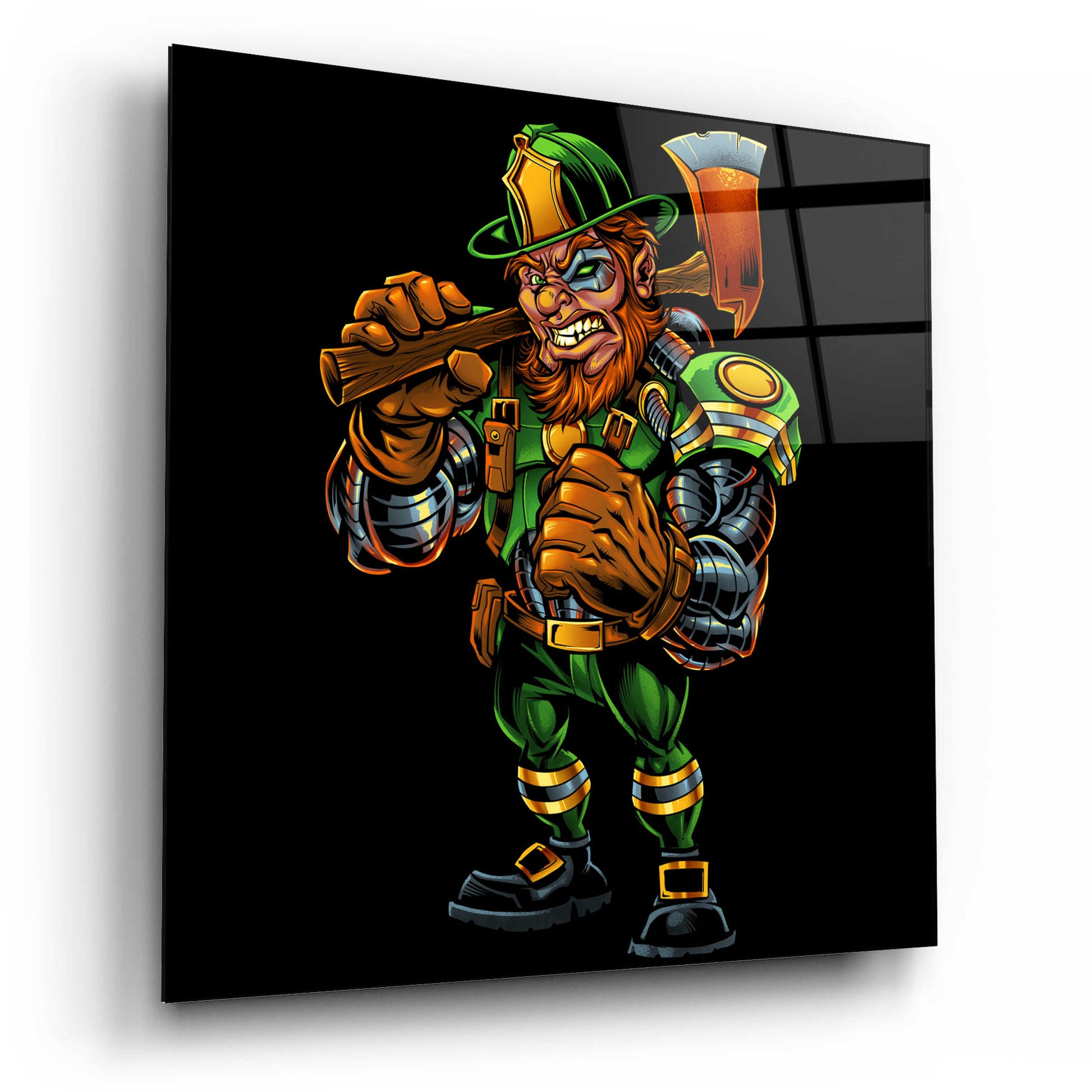 Epic Art 'Fire Fighter Cyborg Leprechaun' by Flyland Designs, Acrylic Glass Wall Art,12x12