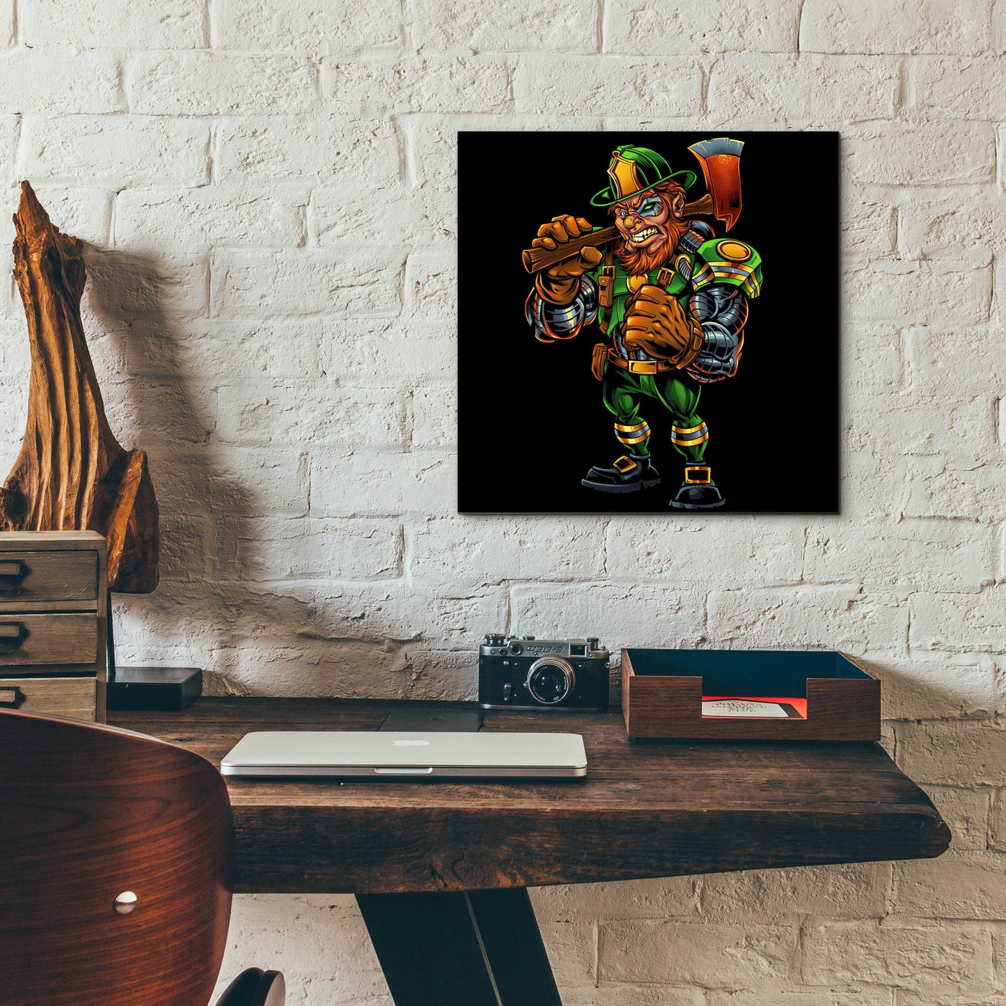 Epic Art 'Fire Fighter Cyborg Leprechaun' by Flyland Designs, Acrylic Glass Wall Art,12x12