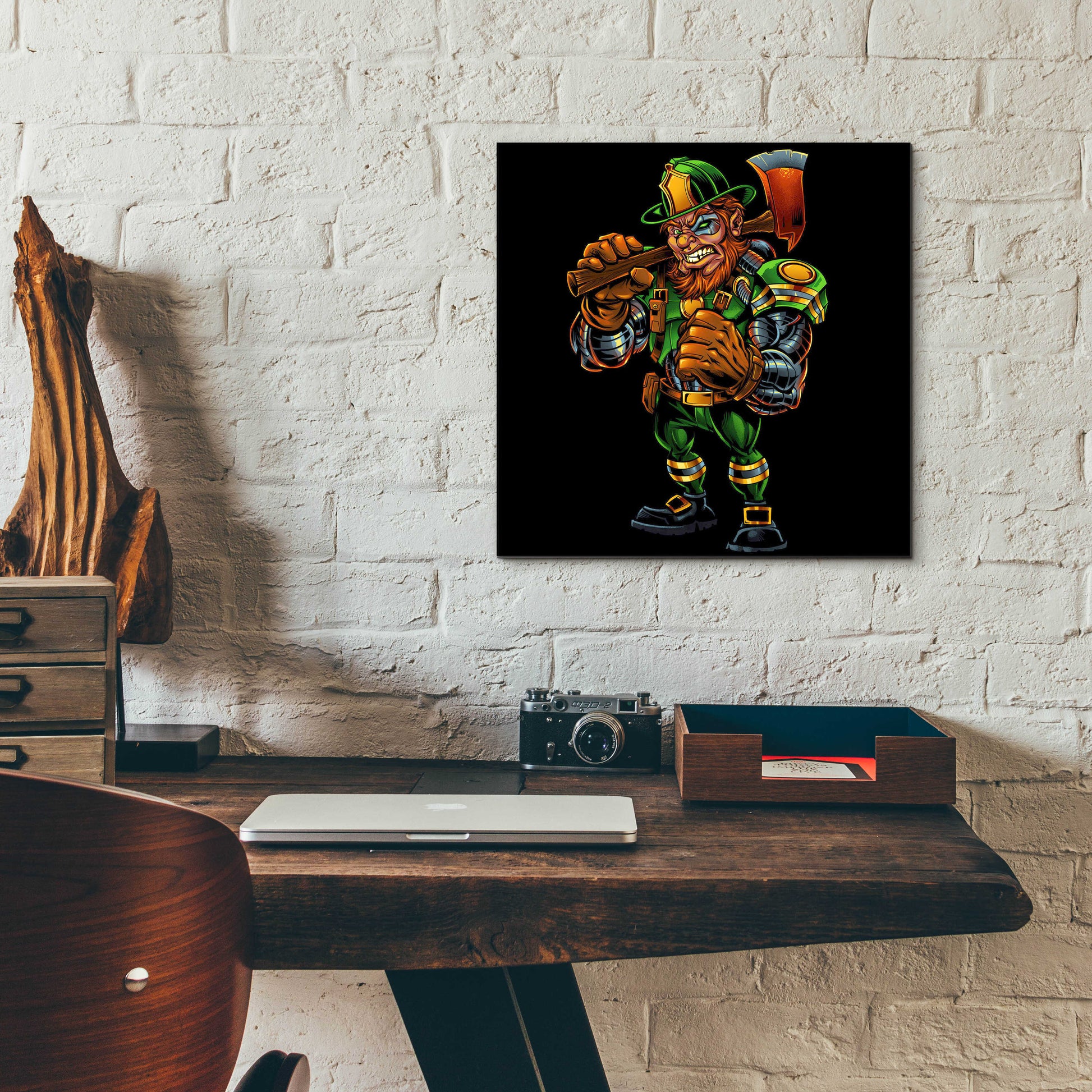 Epic Art 'Fire Fighter Cyborg Leprechaun' by Flyland Designs, Acrylic Glass Wall Art,12x12