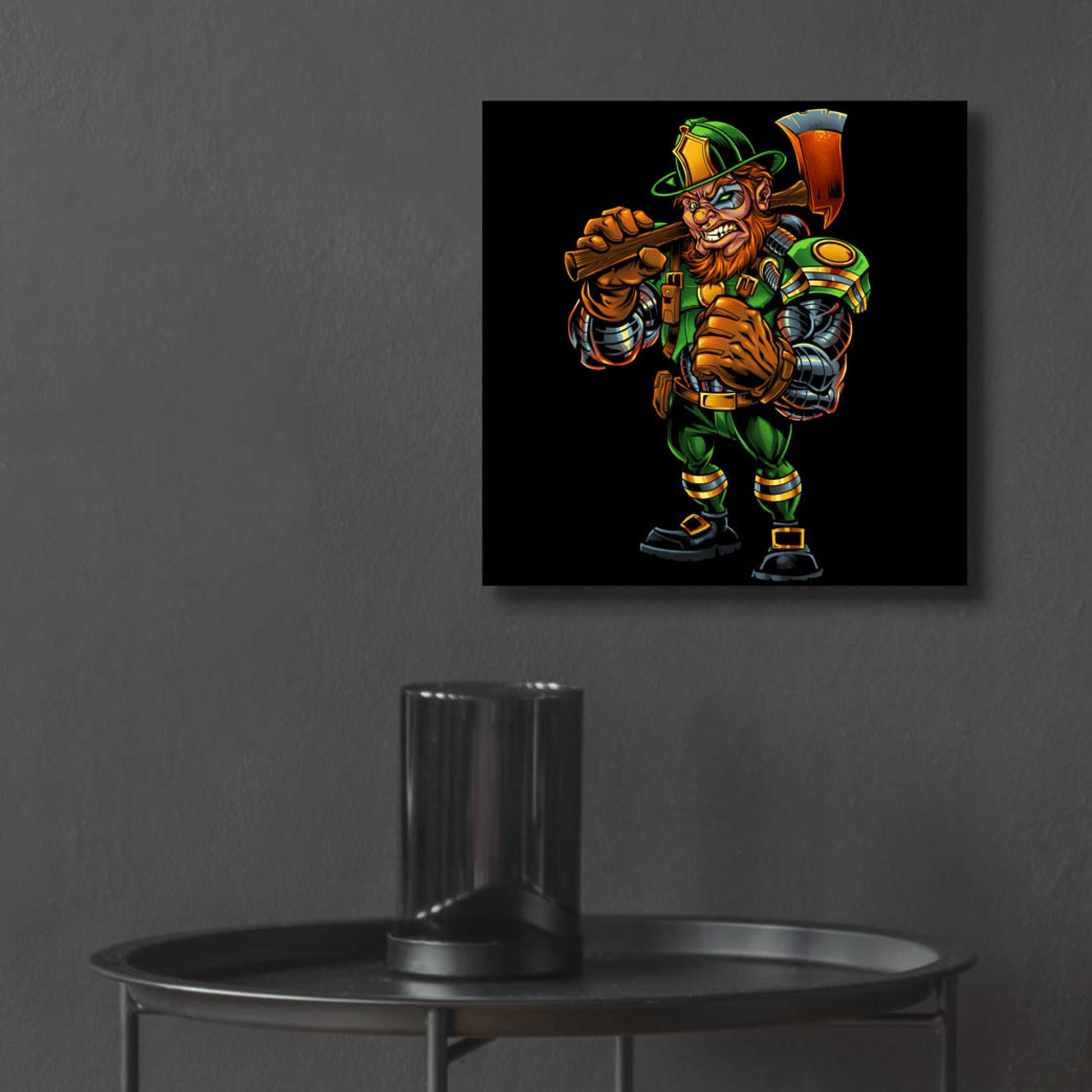 Epic Art 'Fire Fighter Cyborg Leprechaun' by Flyland Designs, Acrylic Glass Wall Art,12x12