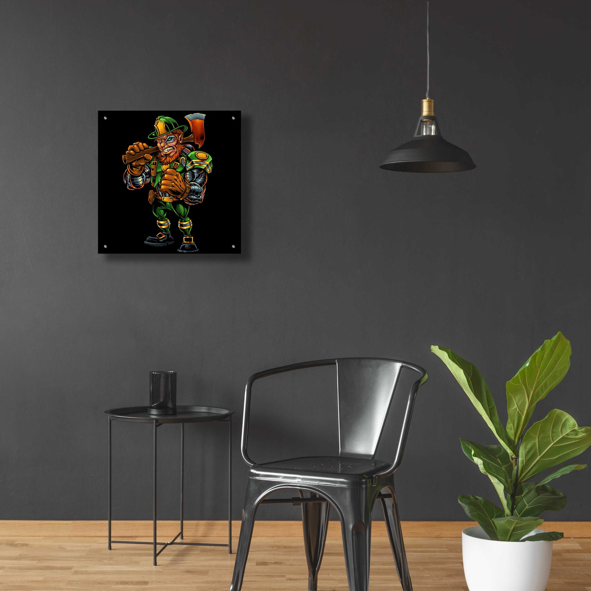 Epic Art 'Fire Fighter Cyborg Leprechaun' by Flyland Designs, Acrylic Glass Wall Art,24x24