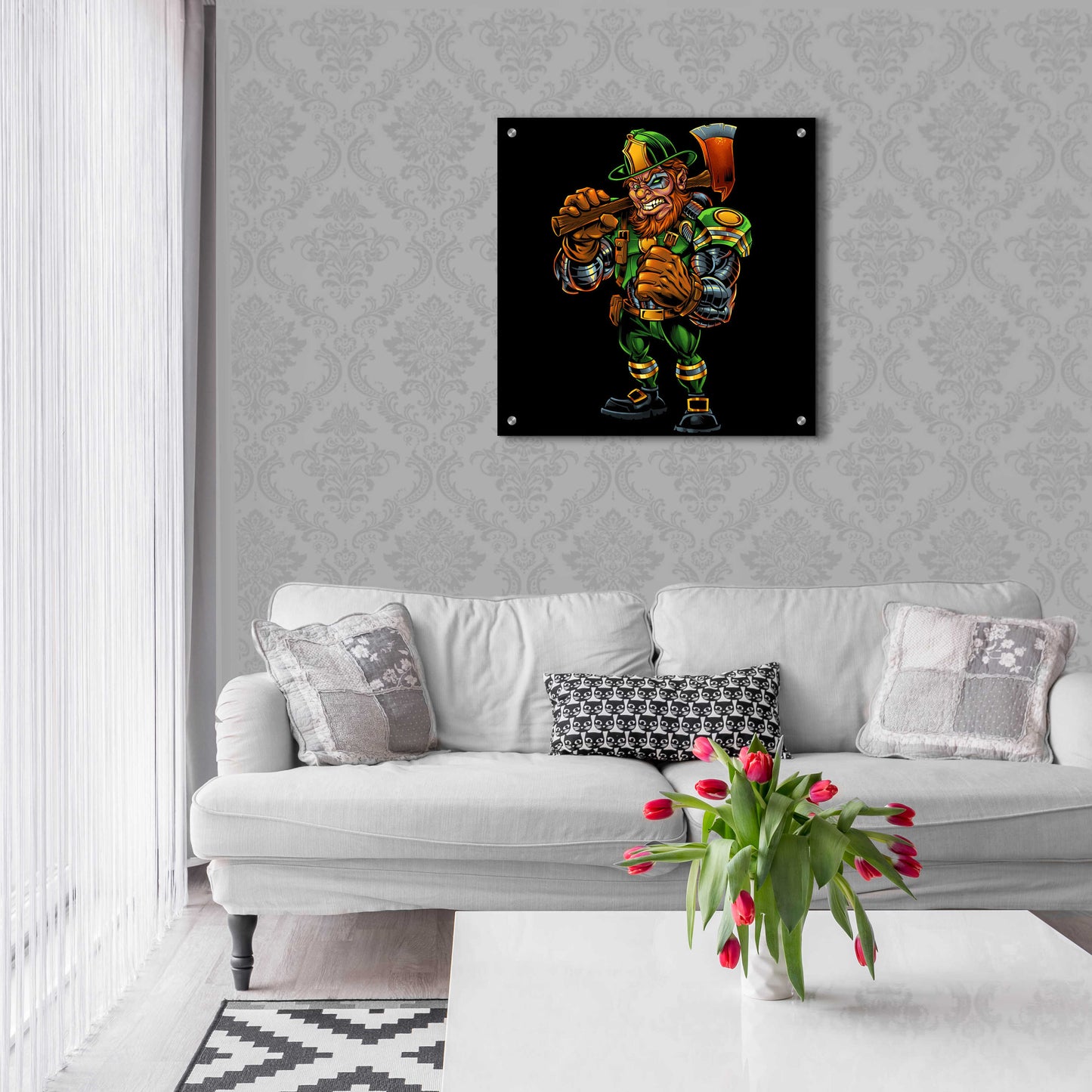 Epic Art 'Fire Fighter Cyborg Leprechaun' by Flyland Designs, Acrylic Glass Wall Art,24x24