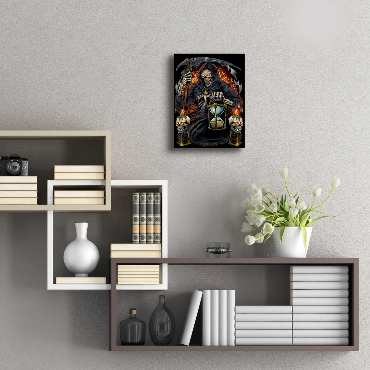 Epic Art 'Grim Reaper With Hourglass' by Flyland Designs, Acrylic Glass Wall Art,12x16