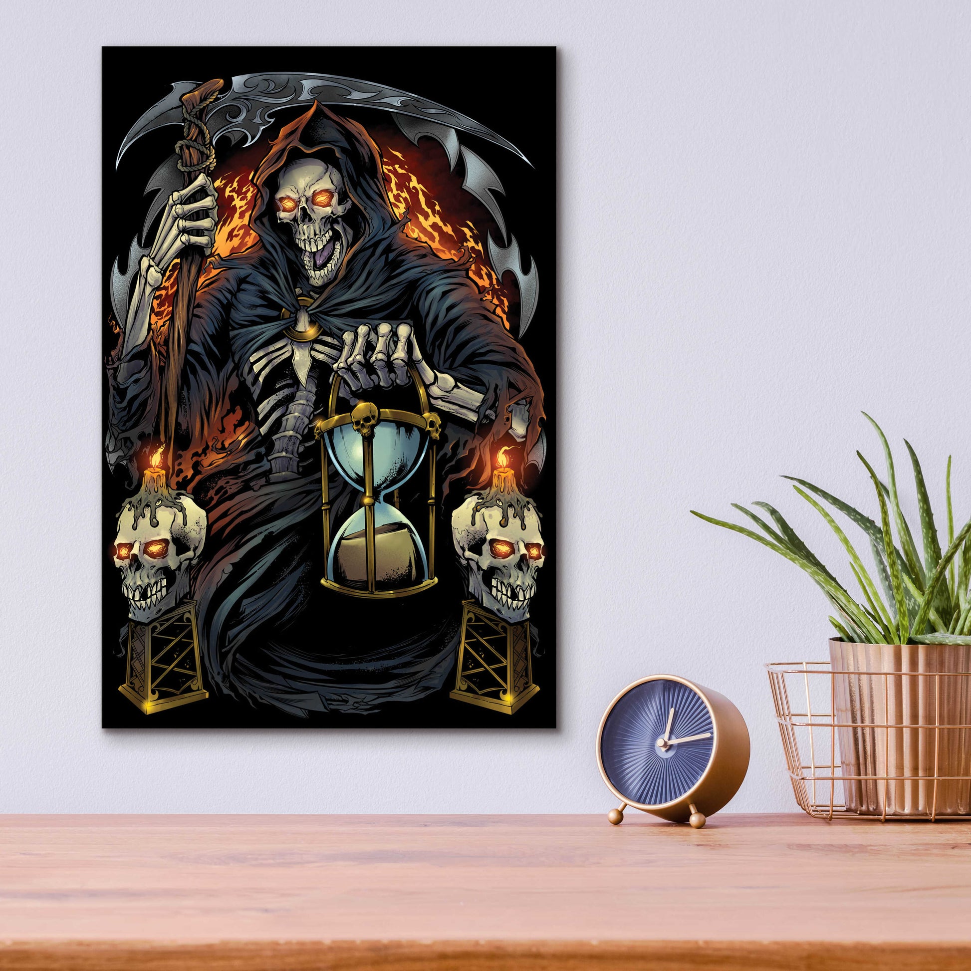 Epic Art 'Grim Reaper With Hourglass' by Flyland Designs, Acrylic Glass Wall Art,12x16