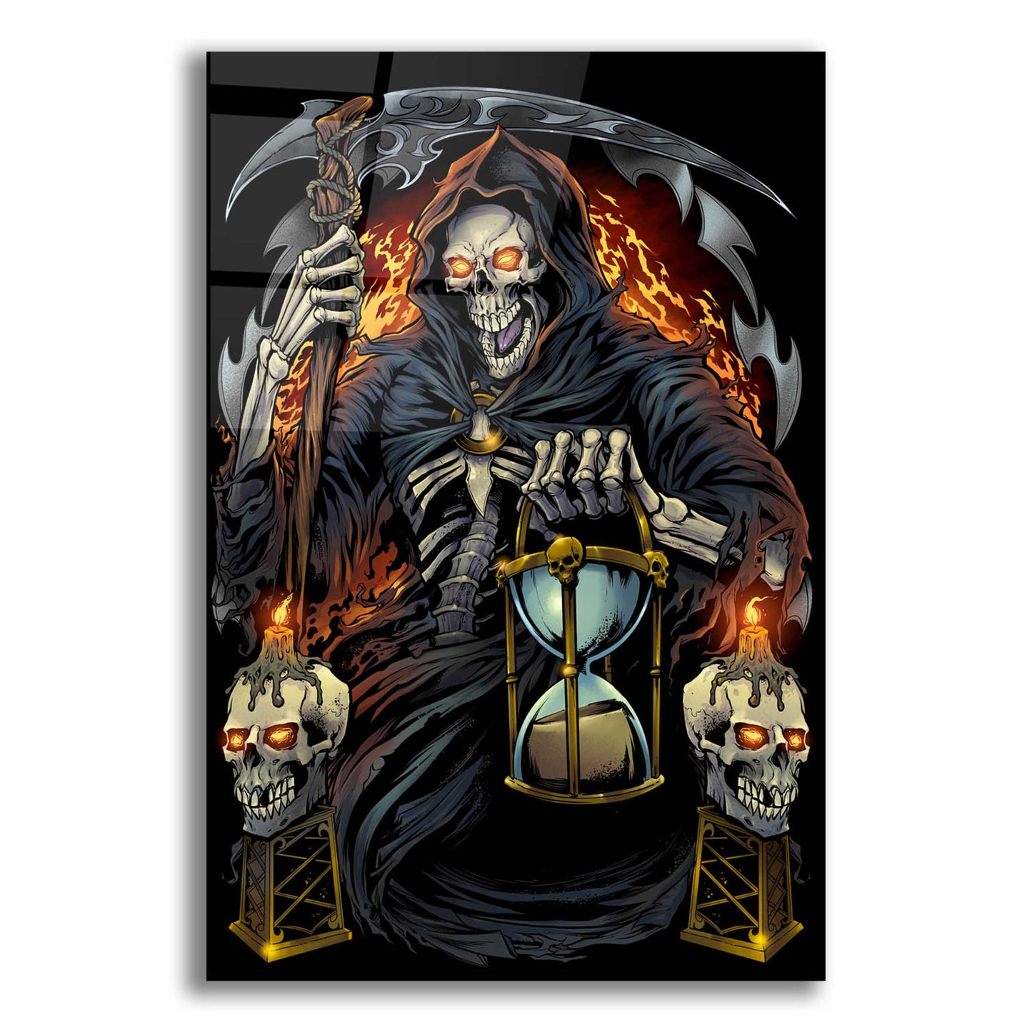 Epic Art 'Grim Reaper With Hourglass' by Flyland Designs, Acrylic Glass Wall Art,12x16