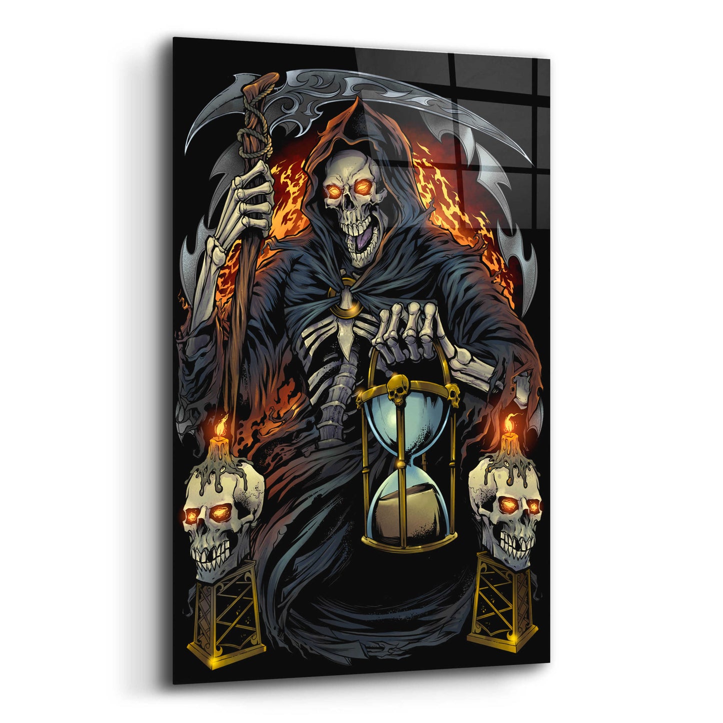 Epic Art 'Grim Reaper With Hourglass' by Flyland Designs, Acrylic Glass Wall Art,16x24