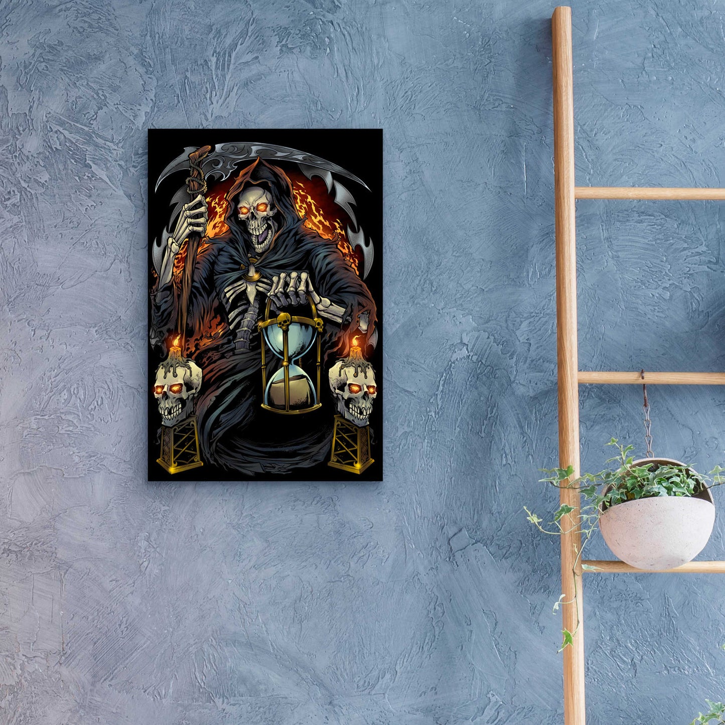 Epic Art 'Grim Reaper With Hourglass' by Flyland Designs, Acrylic Glass Wall Art,16x24