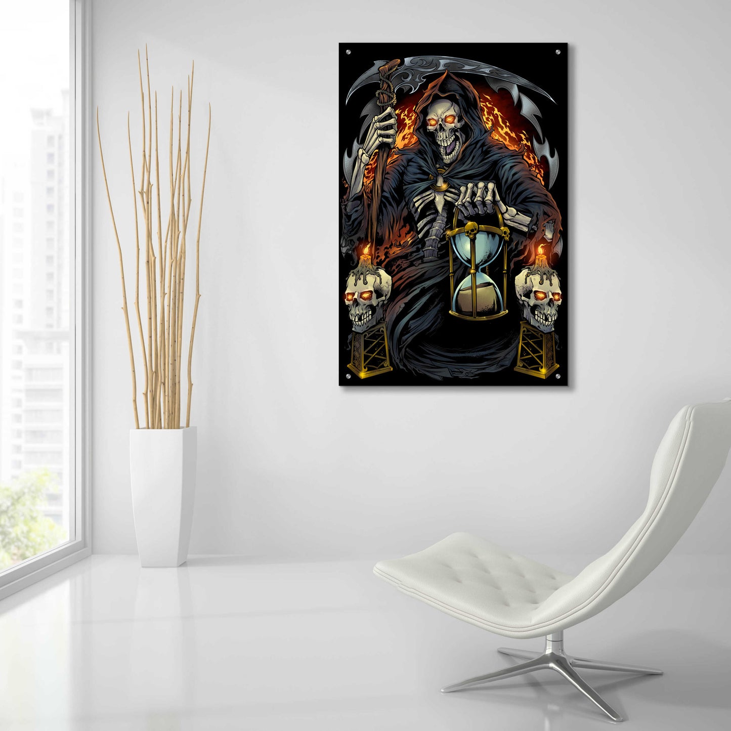 Epic Art 'Grim Reaper With Hourglass' by Flyland Designs, Acrylic Glass Wall Art,24x36