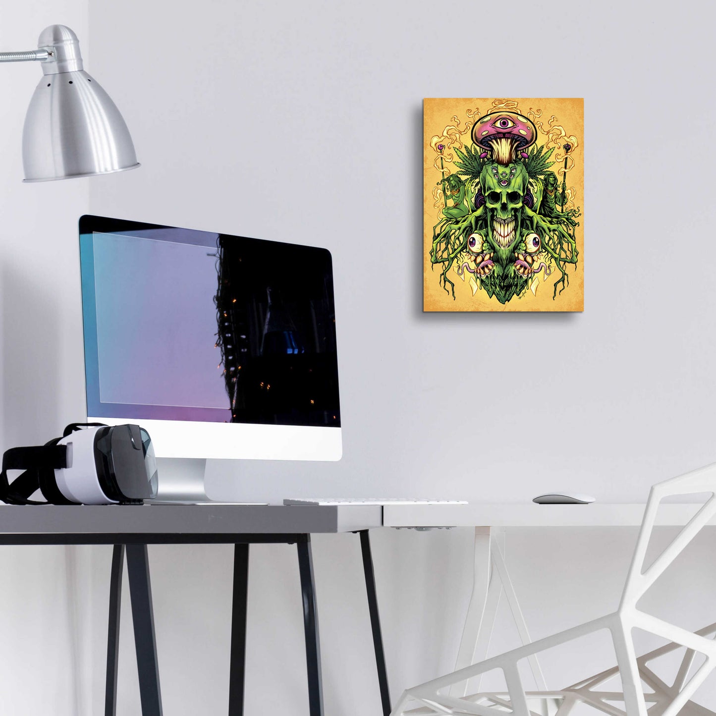 Epic Art 'Marijuana Skull and Mushrooms' by Flyland Designs, Acrylic Glass Wall Art,12x16