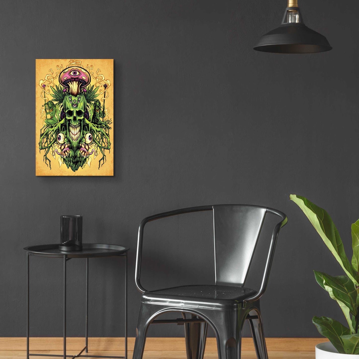 Epic Art 'Marijuana Skull and Mushrooms' by Flyland Designs, Acrylic Glass Wall Art,16x24