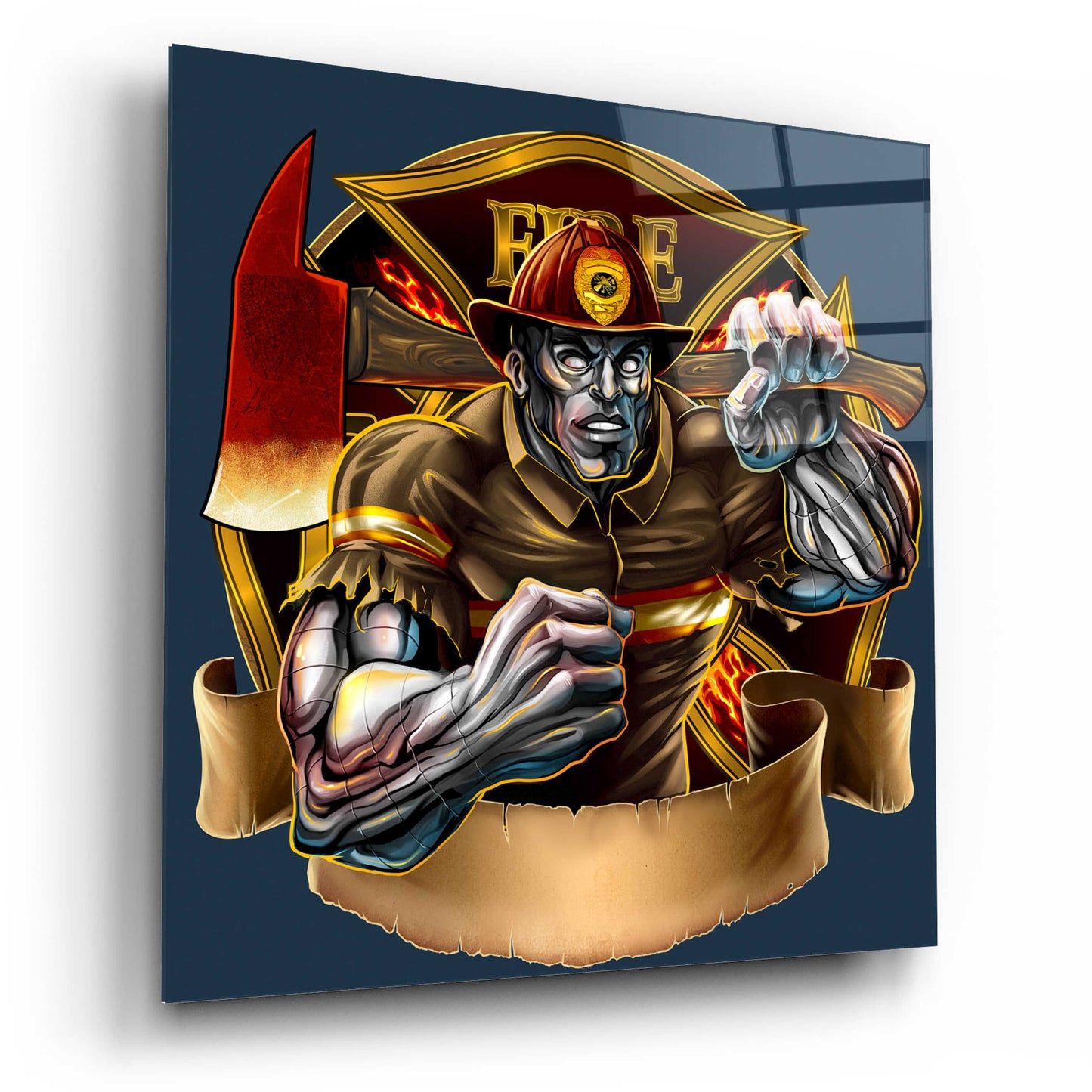 Epic Art 'Metal Skin Fire-Fighter' by Flyland Designs, Acrylic Glass Wall Art,12x12