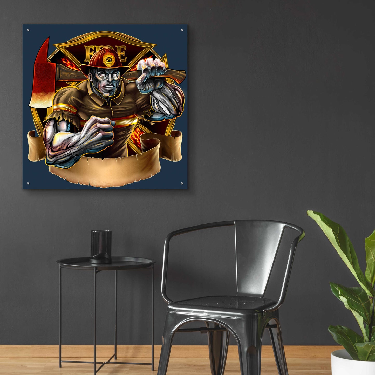 Epic Art 'Metal Skin Fire-Fighter' by Flyland Designs, Acrylic Glass Wall Art,36x36