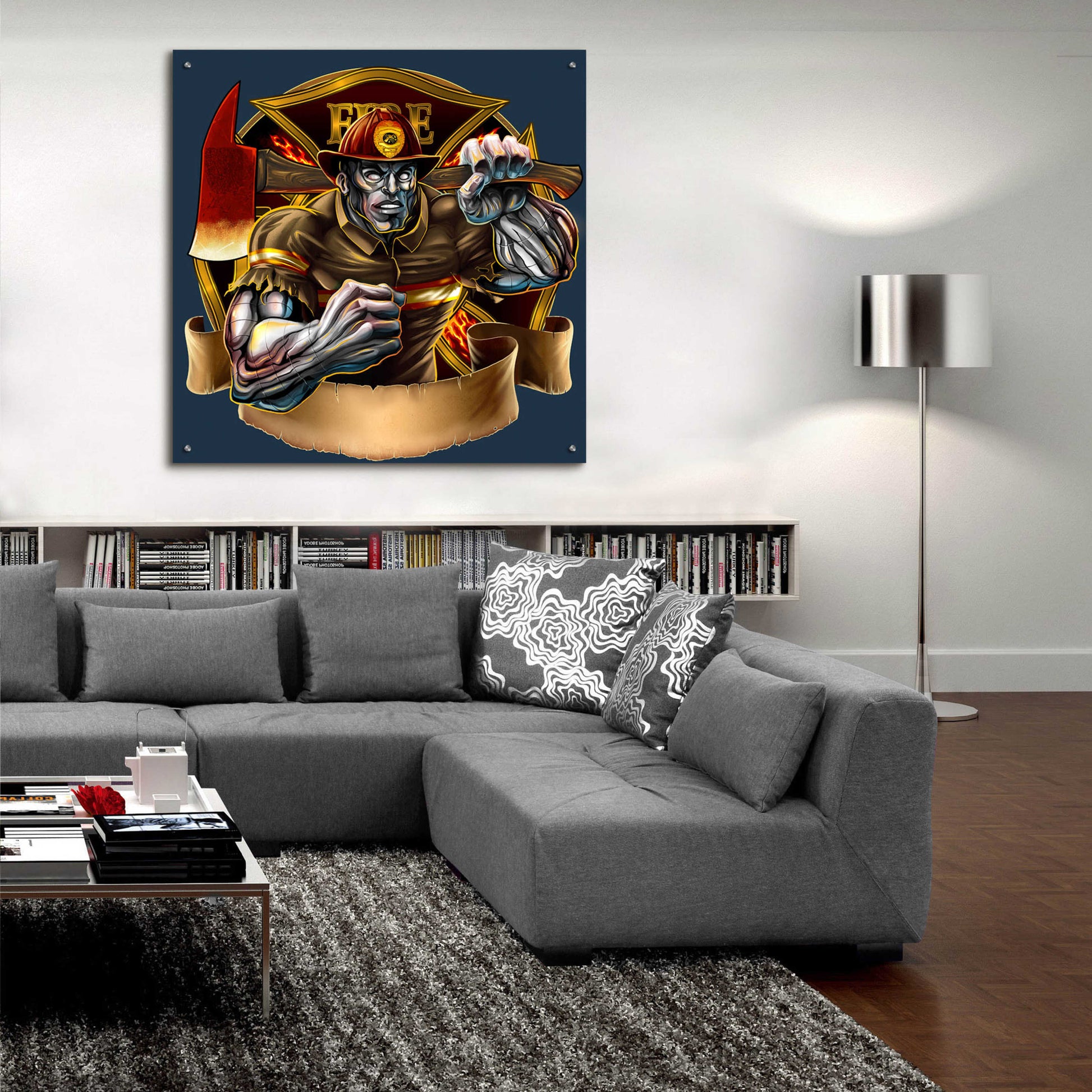 Epic Art 'Metal Skin Fire-Fighter' by Flyland Designs, Acrylic Glass Wall Art,36x36