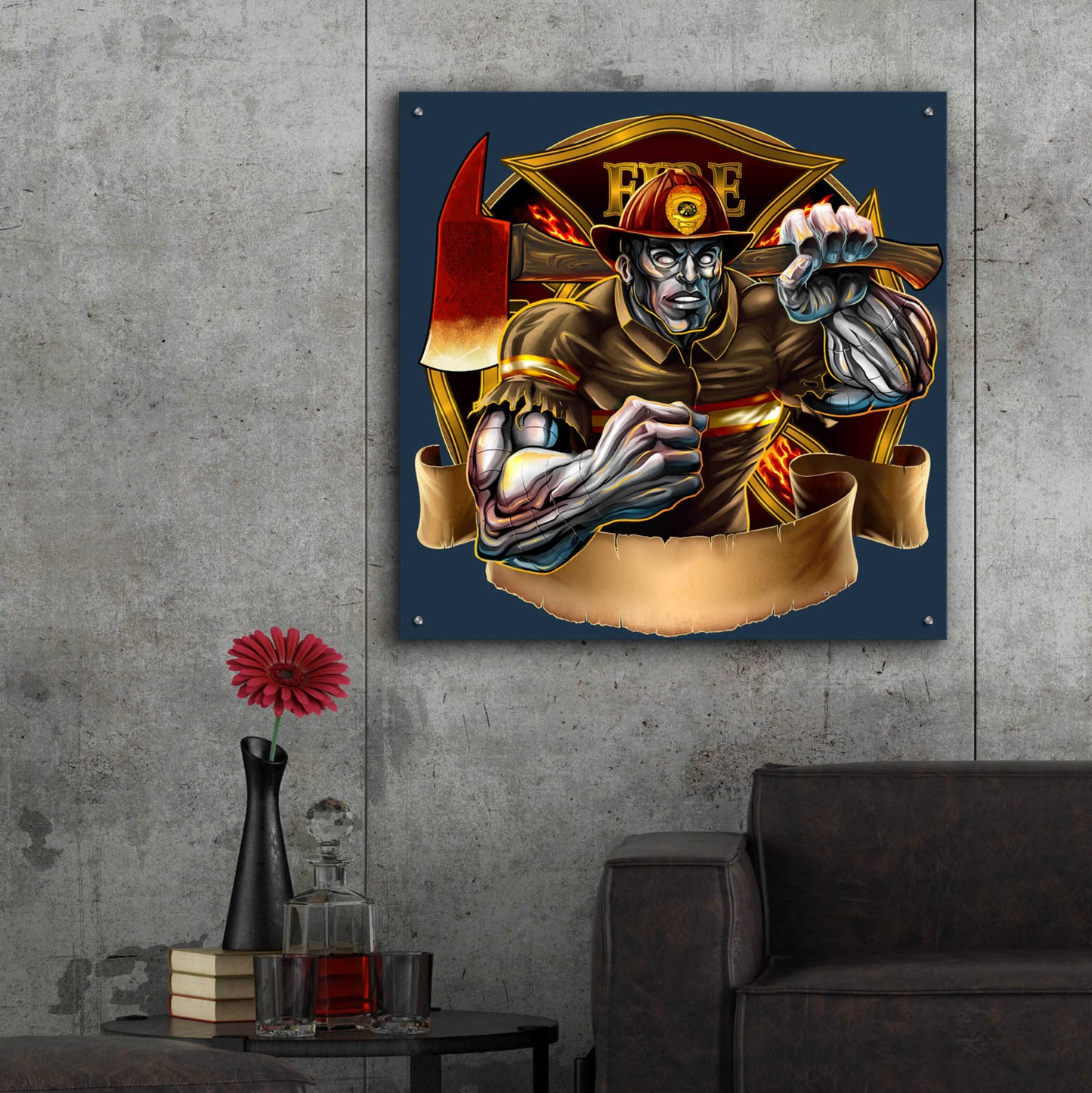 Epic Art 'Metal Skin Fire-Fighter' by Flyland Designs, Acrylic Glass Wall Art,36x36